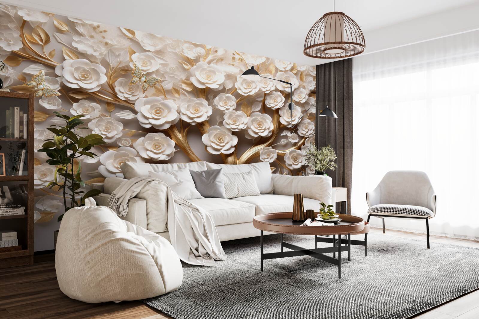 Фотошпалери дерево з густими та рясними квітами