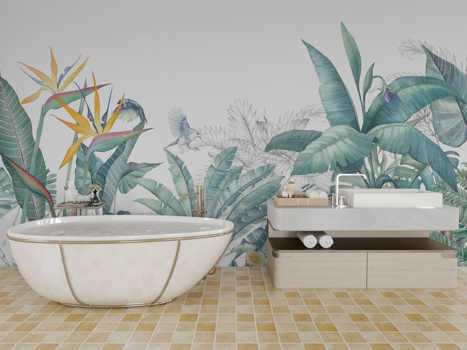 Фотошпалери зелені тропічні рослини