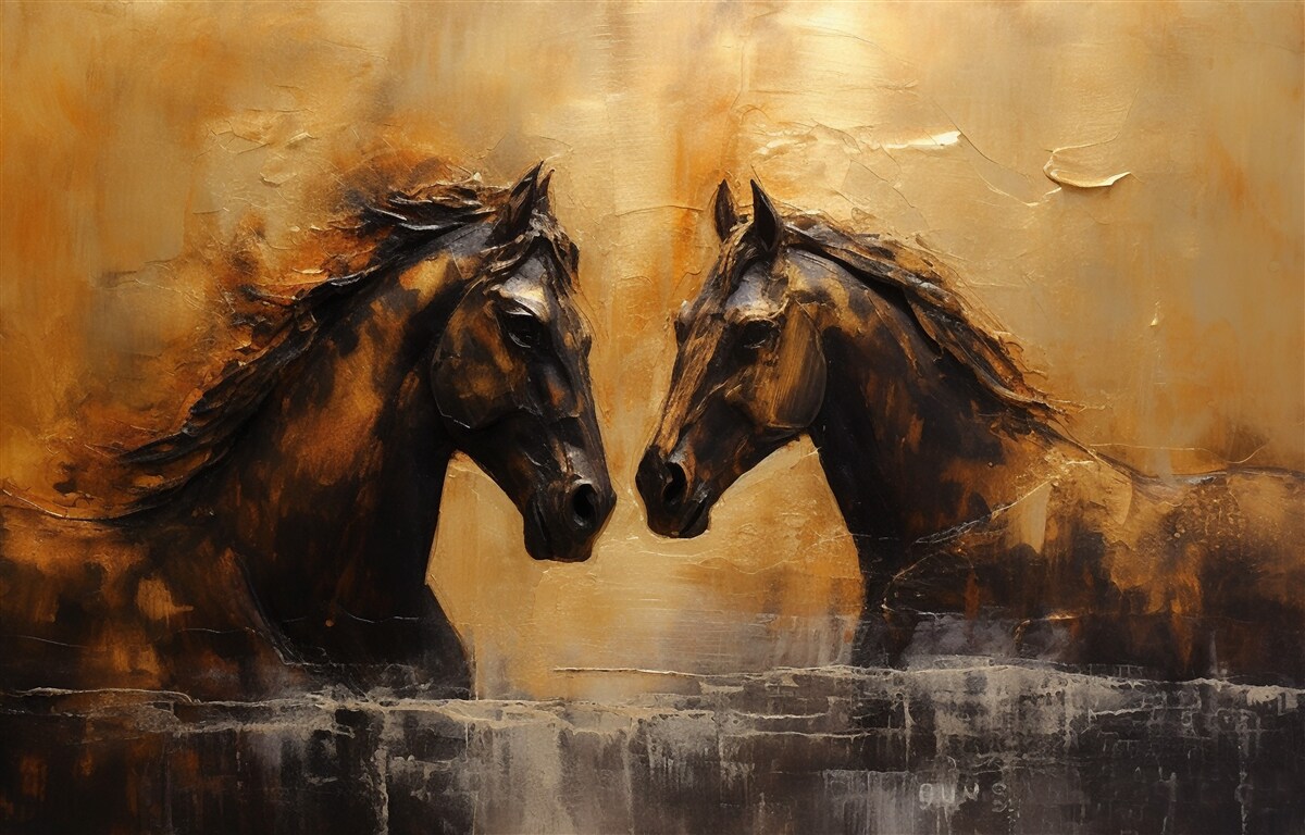 Фотошпалери два коня у воді