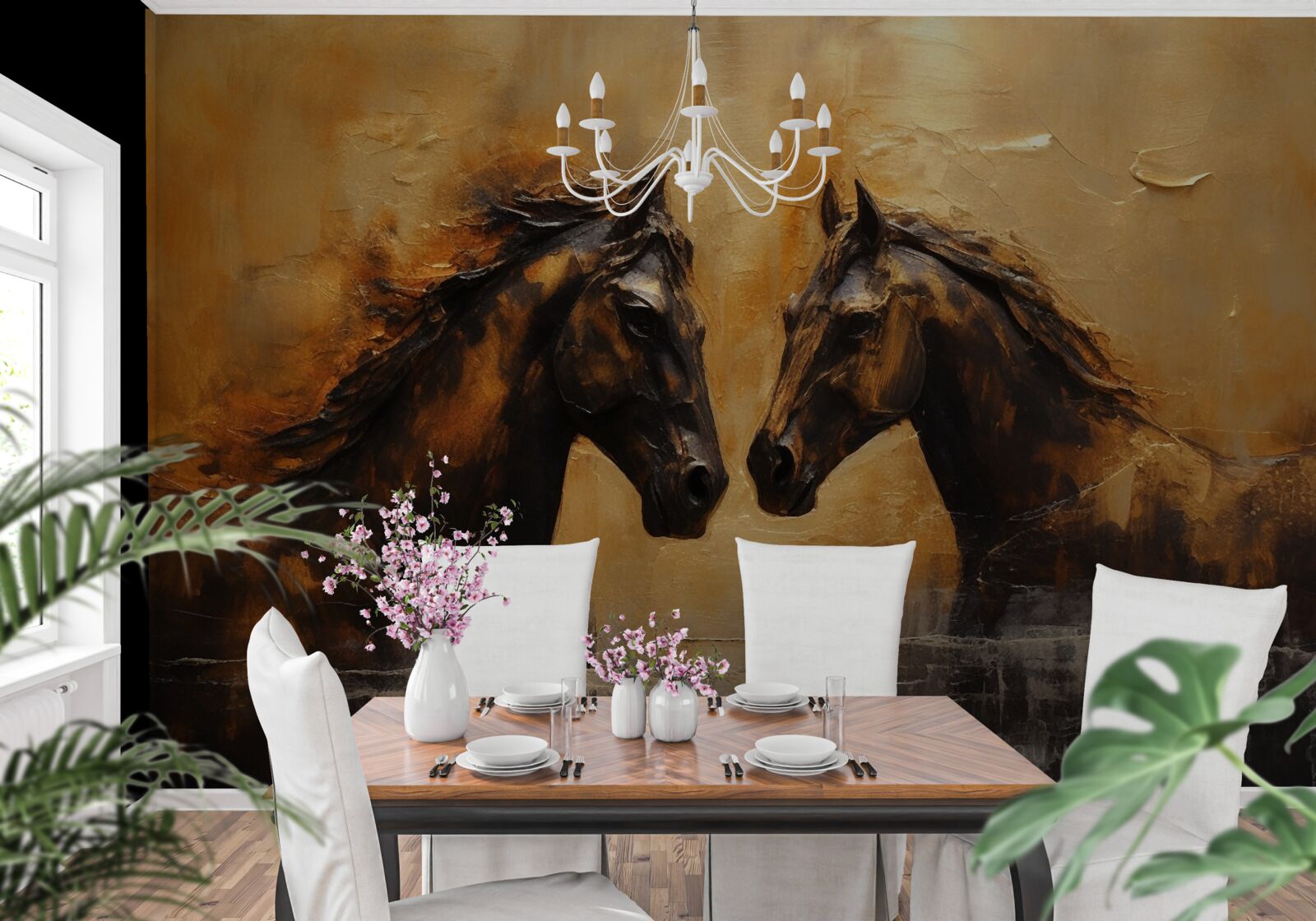 Фотошпалери два коня у воді