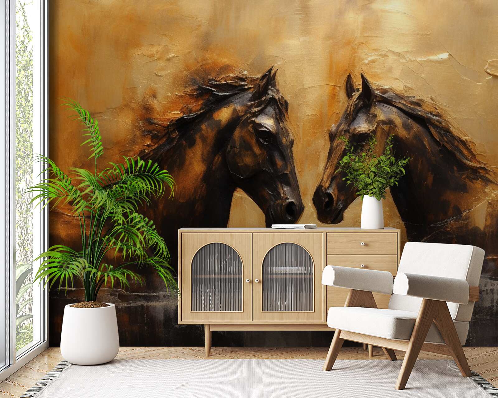 Фотошпалери два коня у воді