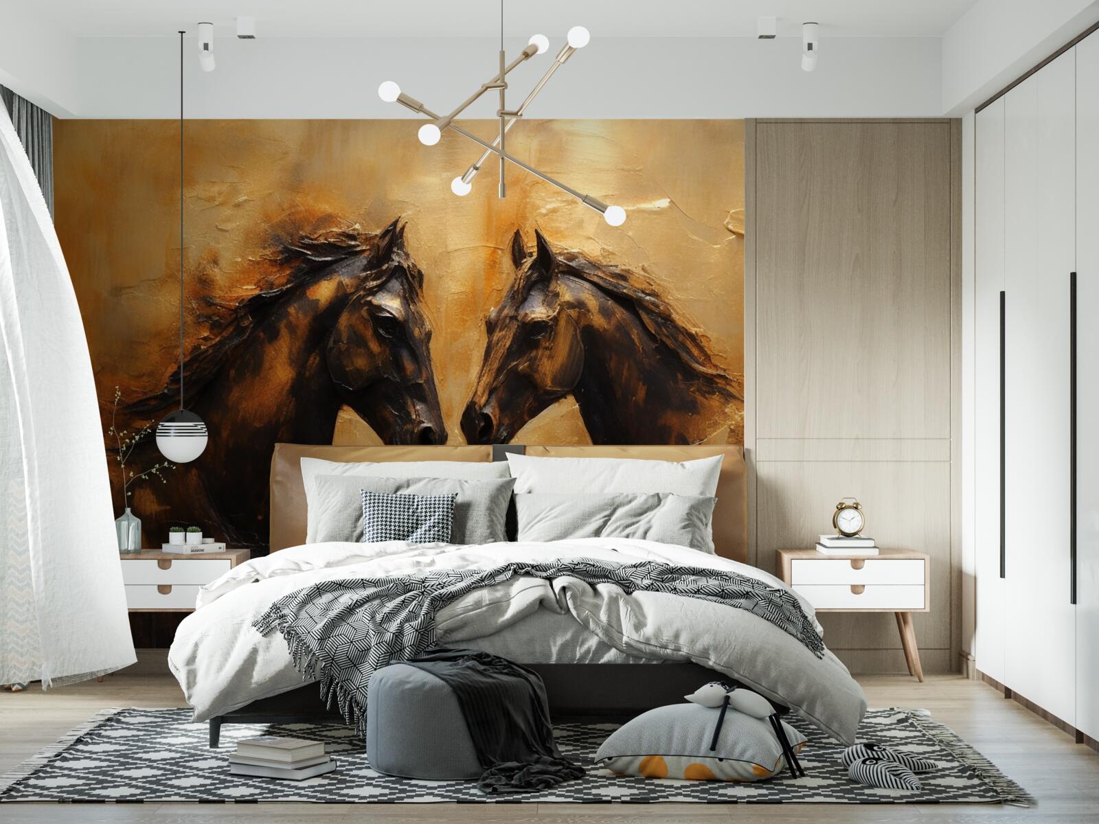 Фотошпалери два коня у воді