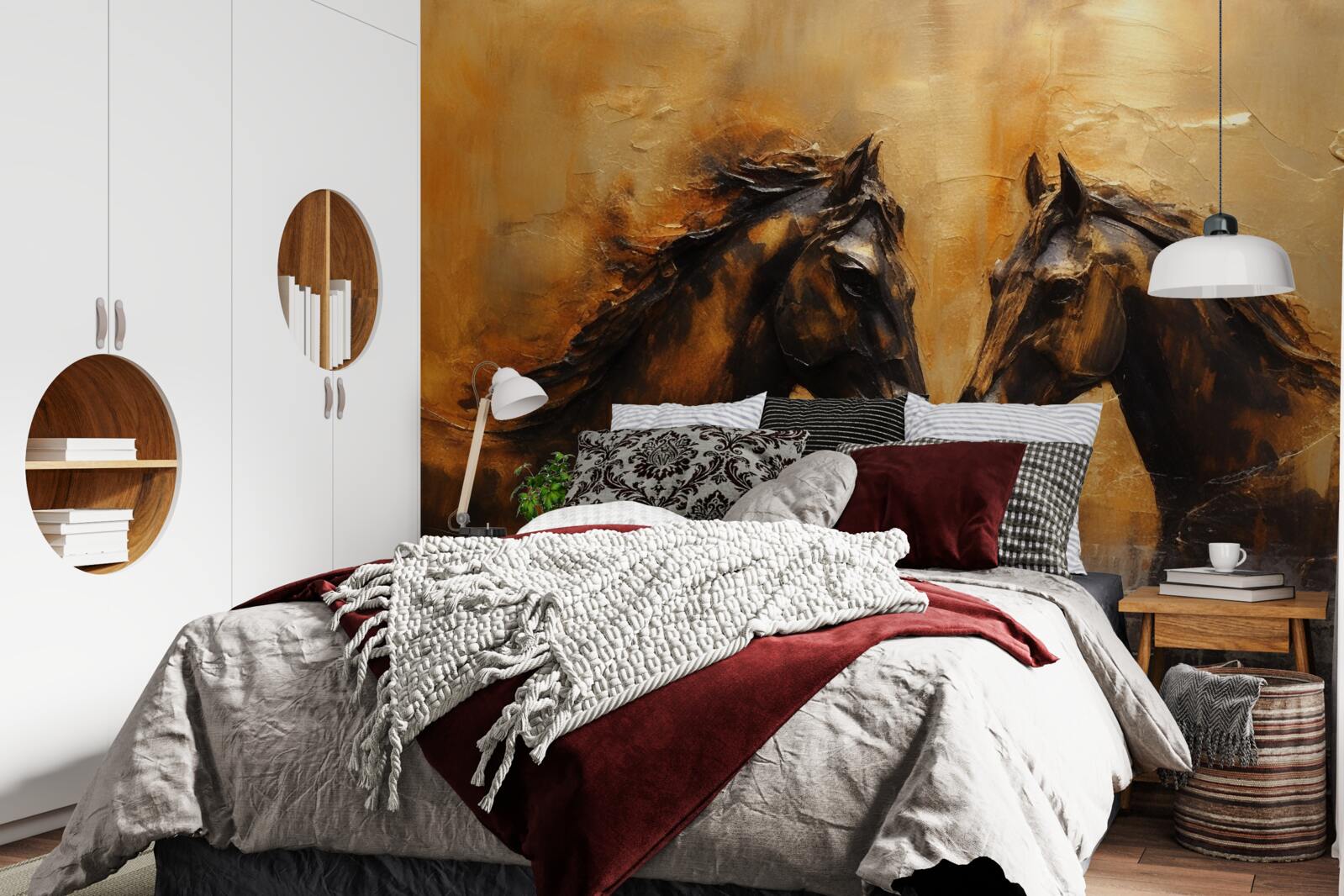 Фотошпалери два коня у воді