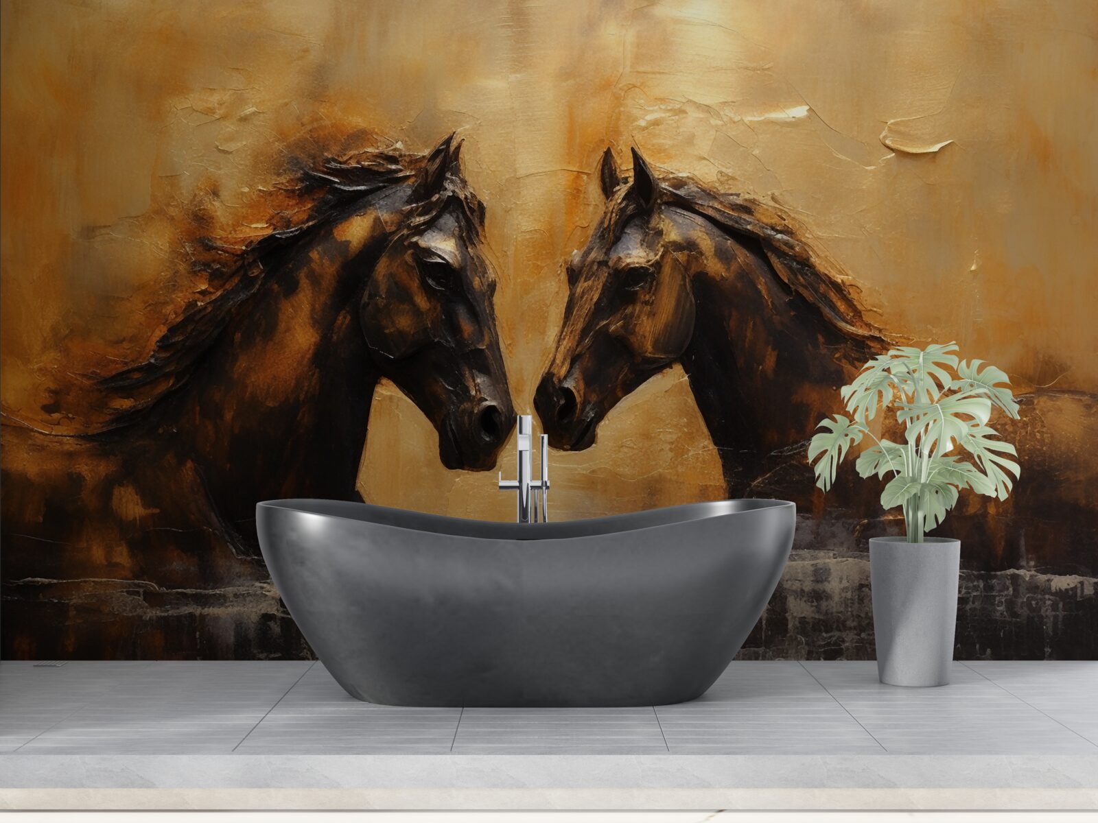 Фотошпалери два коня у воді