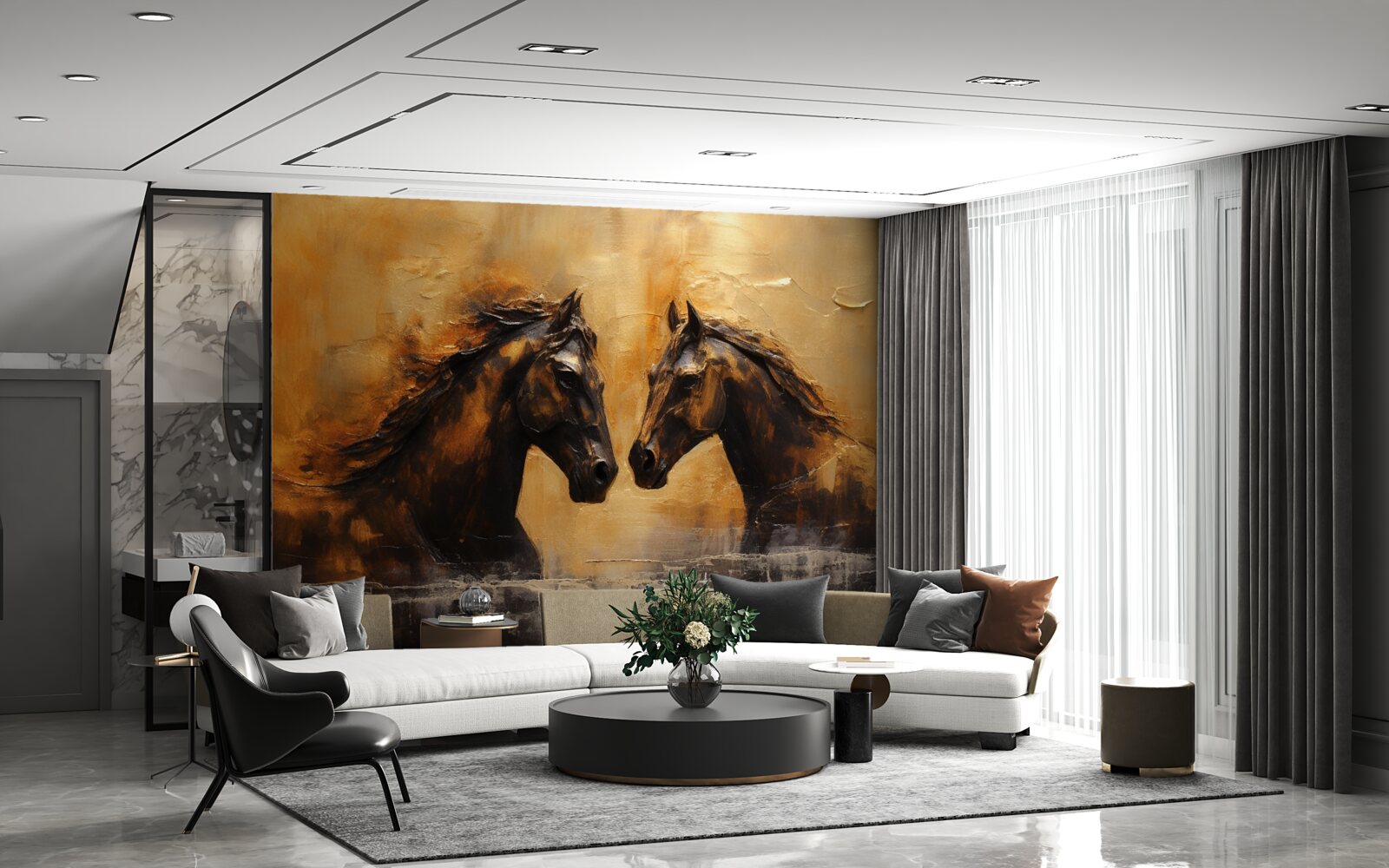 Фотошпалери два коня у воді