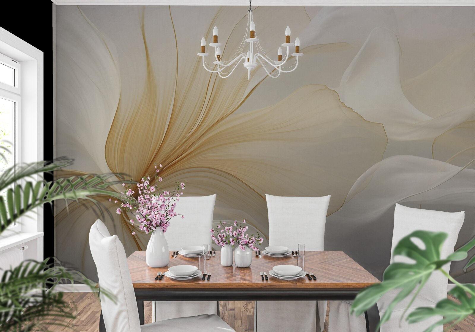 Фотошпалери світлий мармур, прикрашений елегантними візерунками