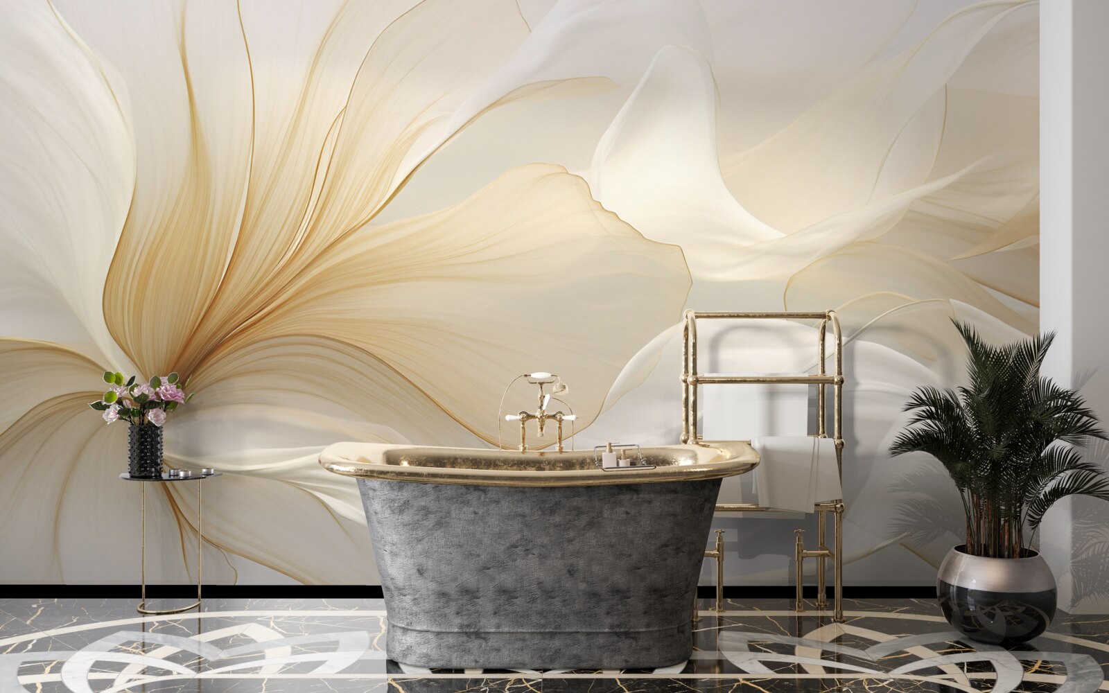 Фотошпалери світлий мармур, прикрашений елегантними візерунками