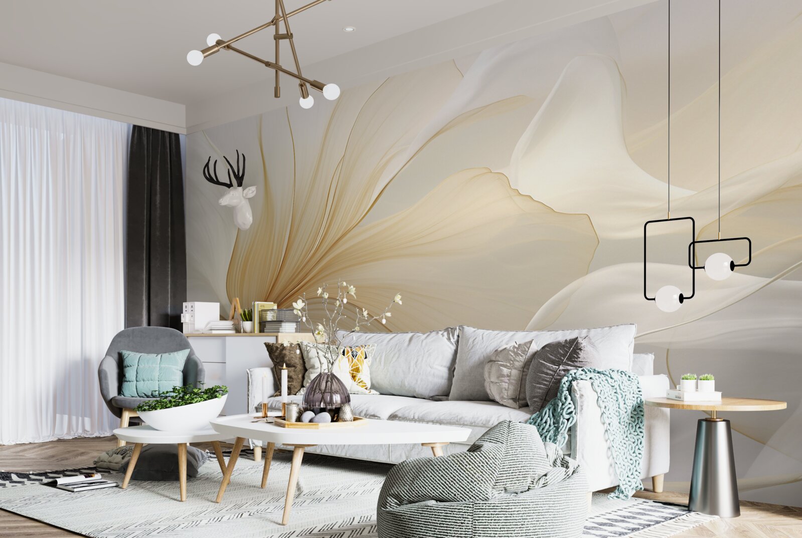 Фотошпалери світлий мармур, прикрашений елегантними візерунками