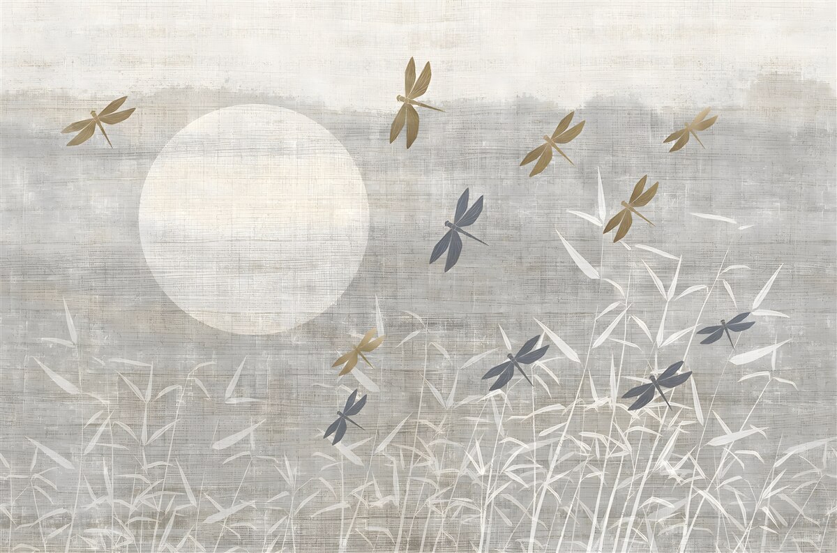 Фотошпалери бабки літають над полем