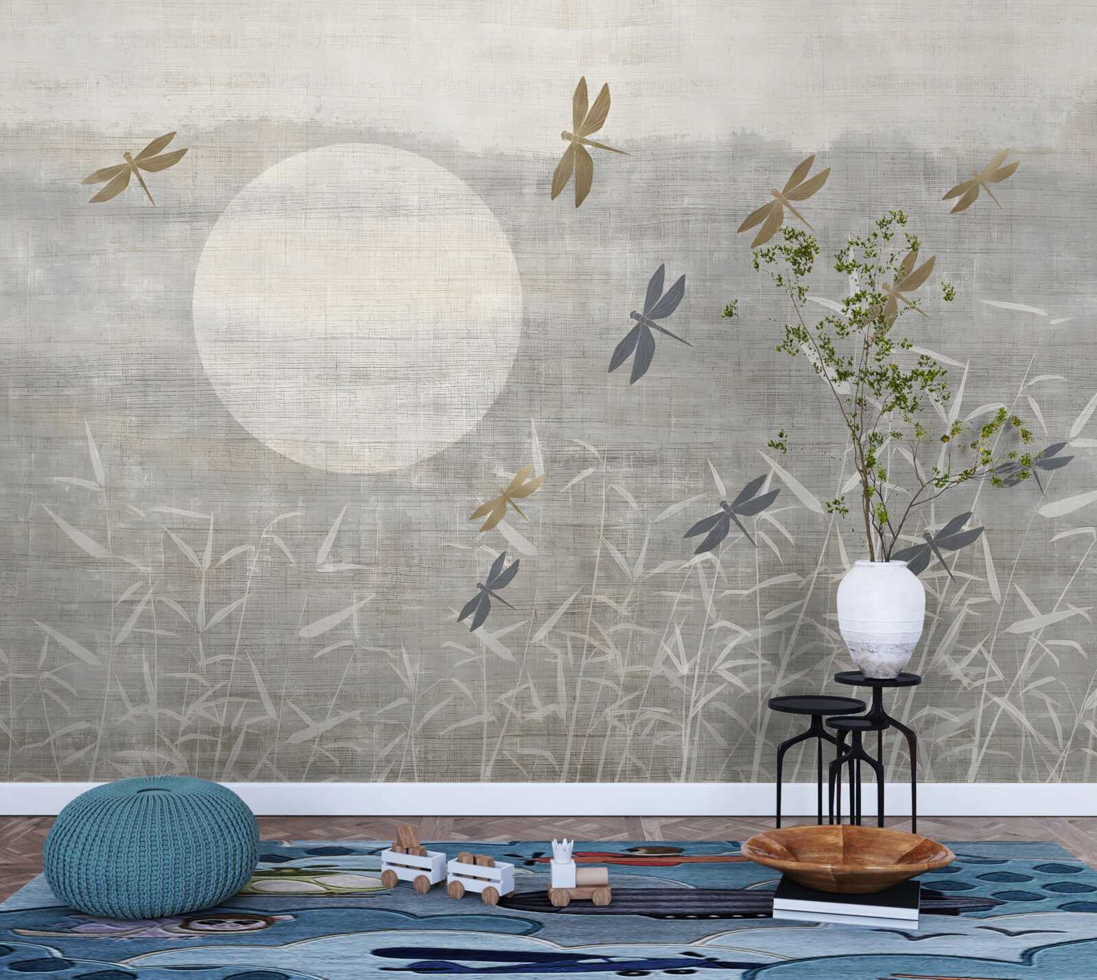 Фотошпалери бабки літають над полем