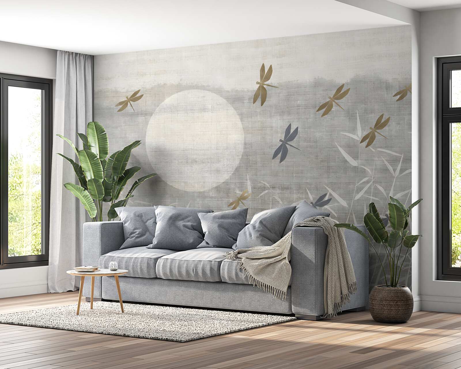 Фотошпалери бабки літають над полем