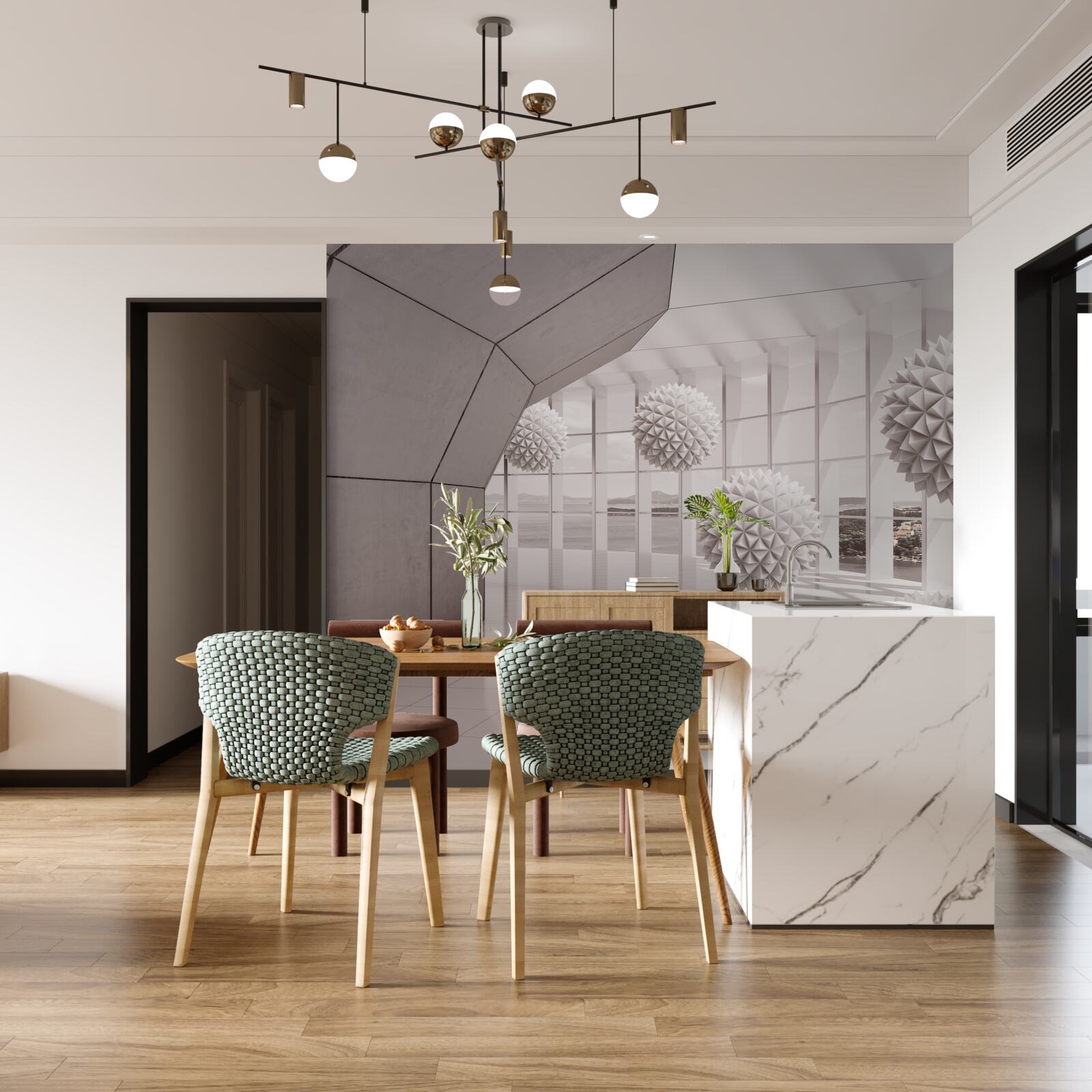 Фотошпалери гострі кулі з шипами в тунелі