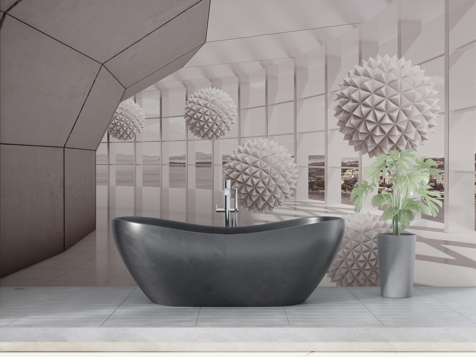 Фотошпалери гострі кулі з шипами в тунелі