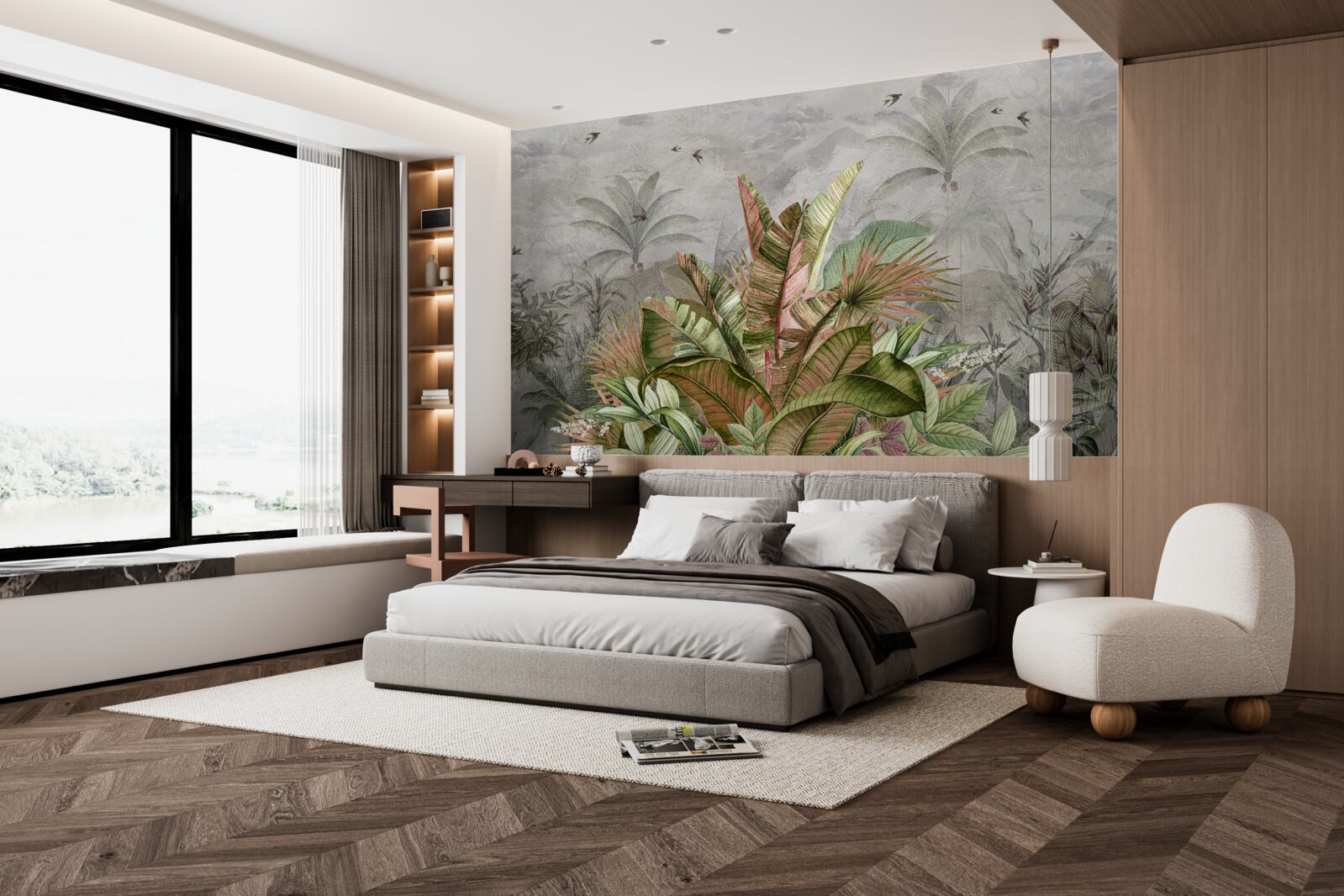 Фотошпалери туманна композиція з папоротей