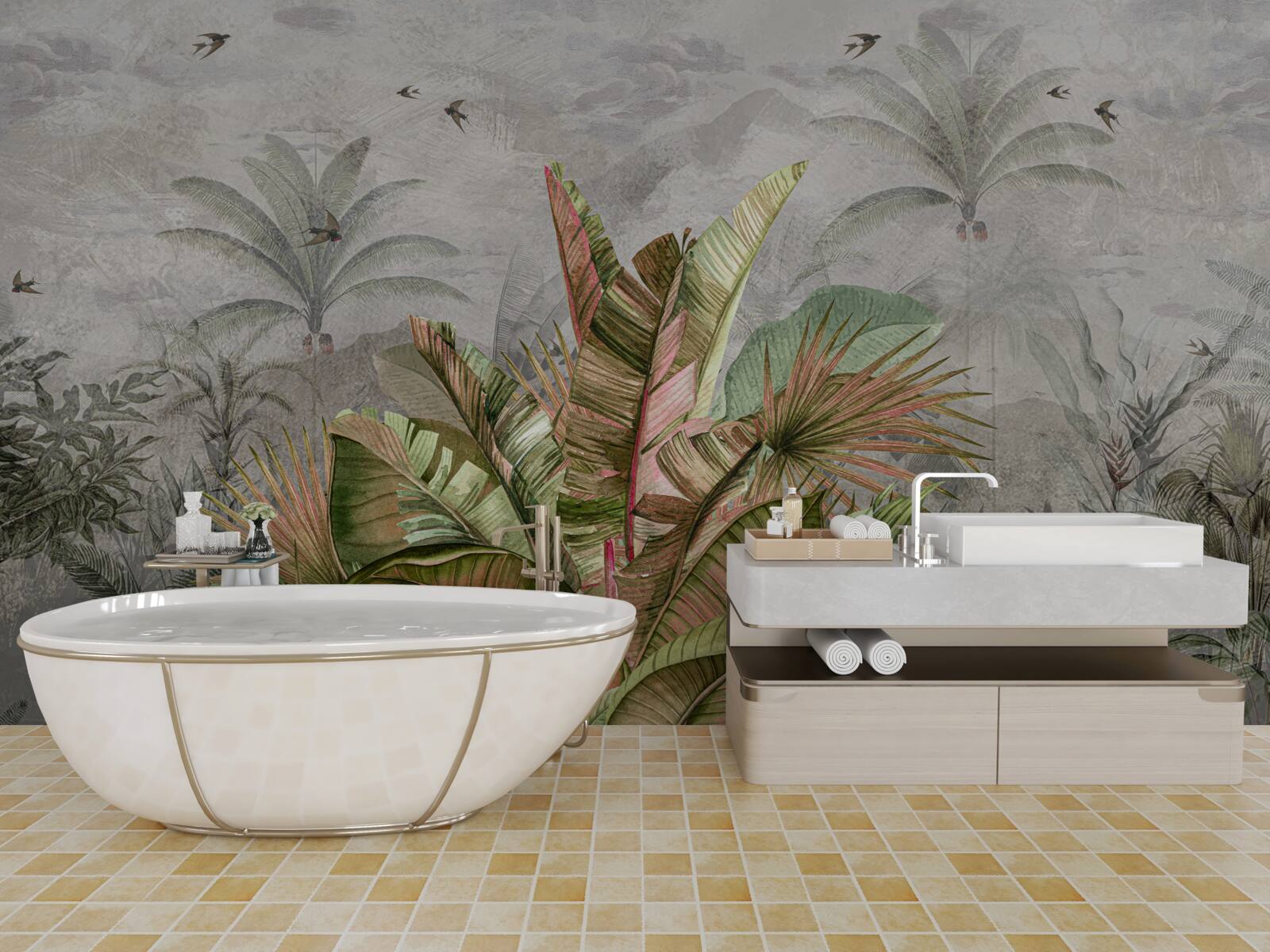 Фотошпалери туманна композиція з папоротей