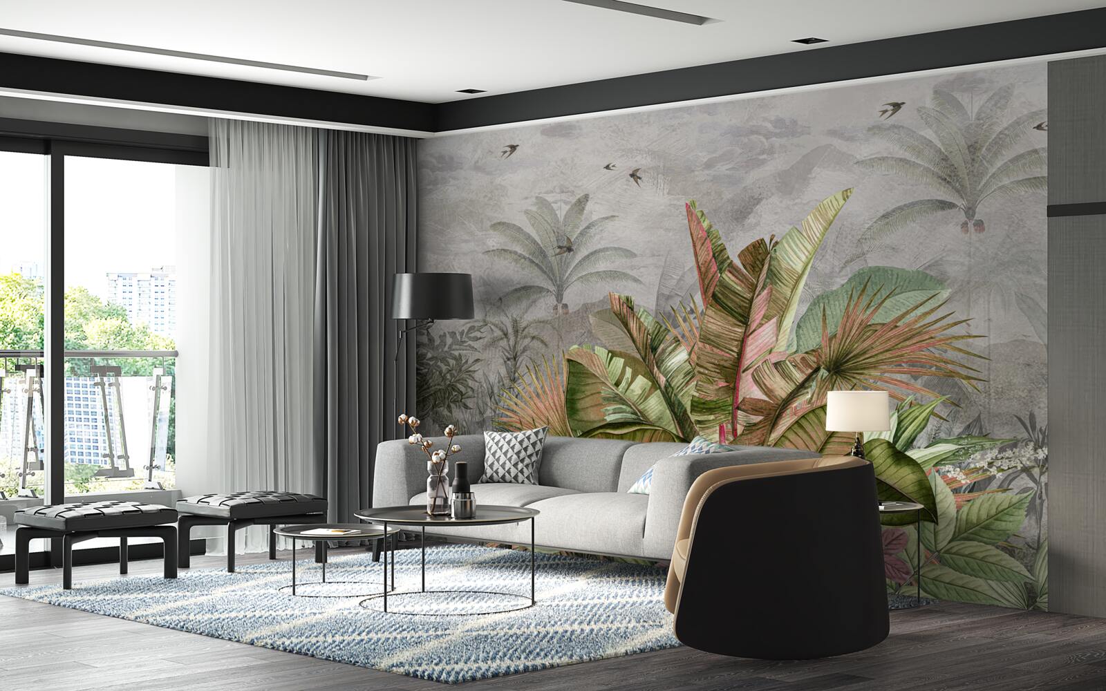 Фотошпалери туманна композиція з папоротей