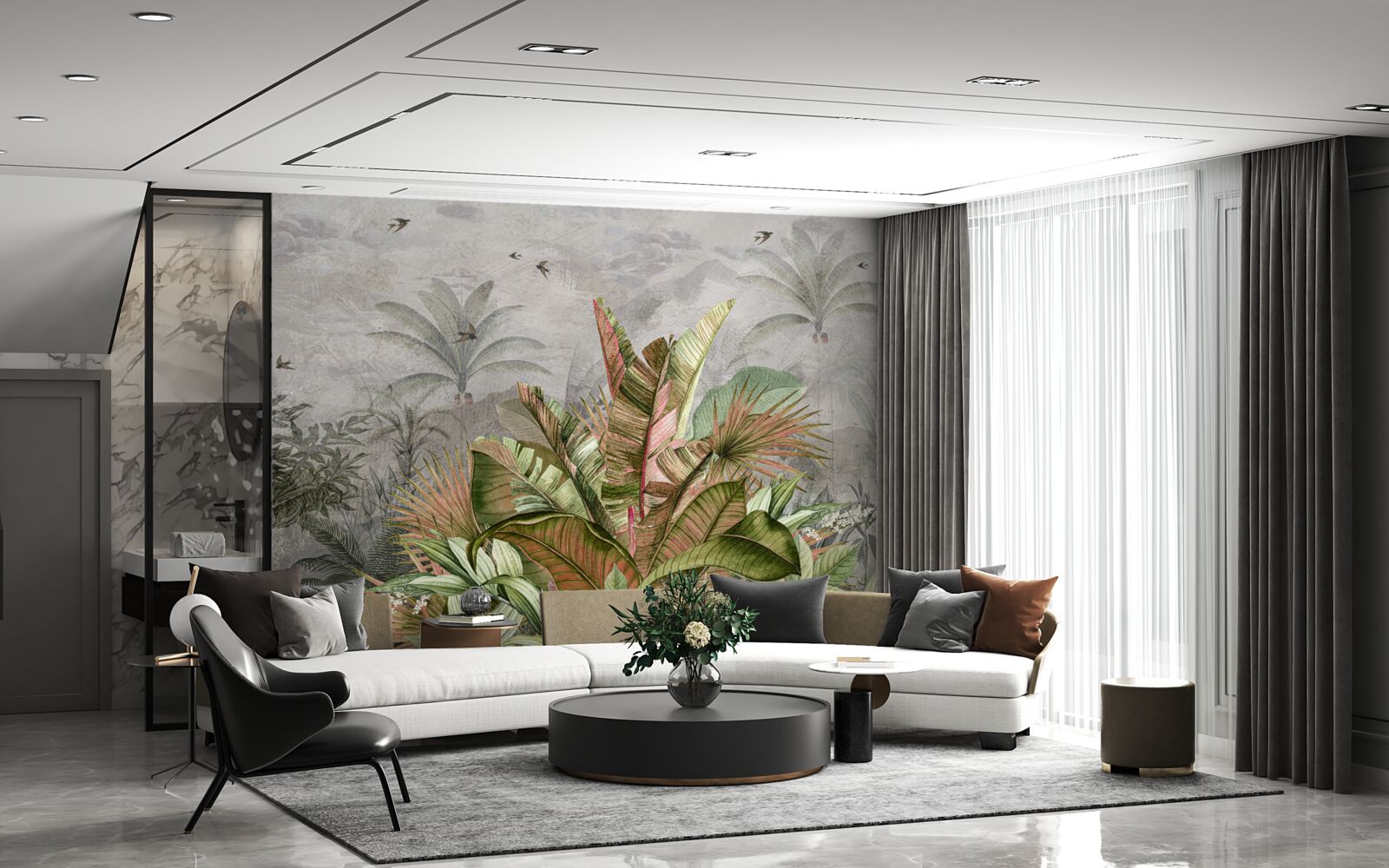 Фотошпалери туманна композиція з папоротей