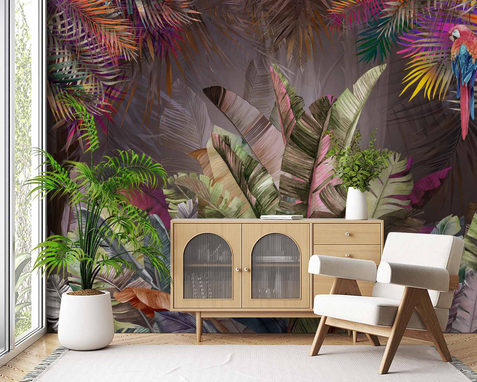 Фотошпалери багате листя джунглів вночі