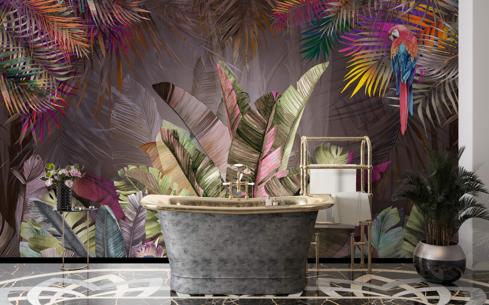 Фотошпалери багате листя джунглів вночі