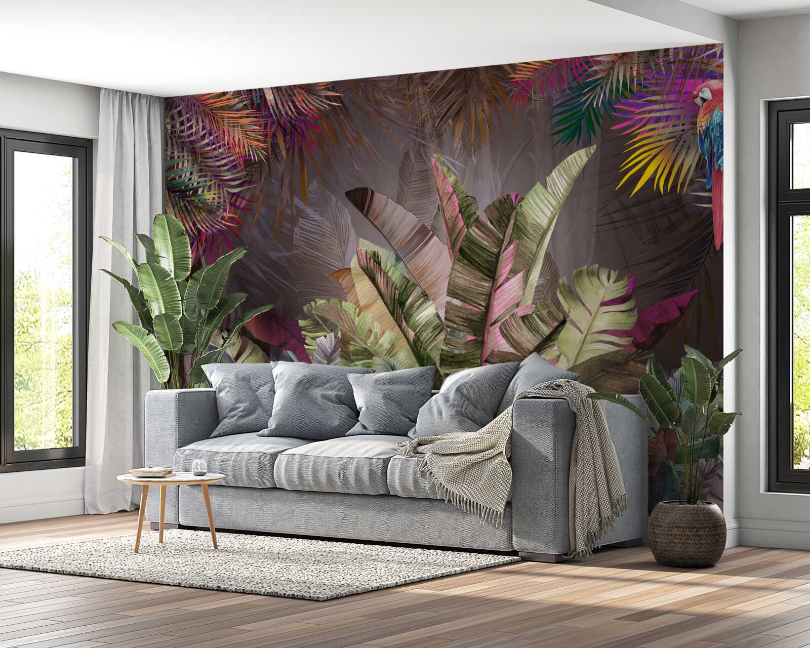 Фотошпалери багате листя джунглів вночі