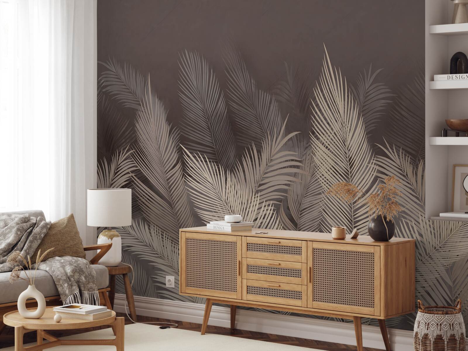 Фотошпалери пишна зелень папороті ввечері