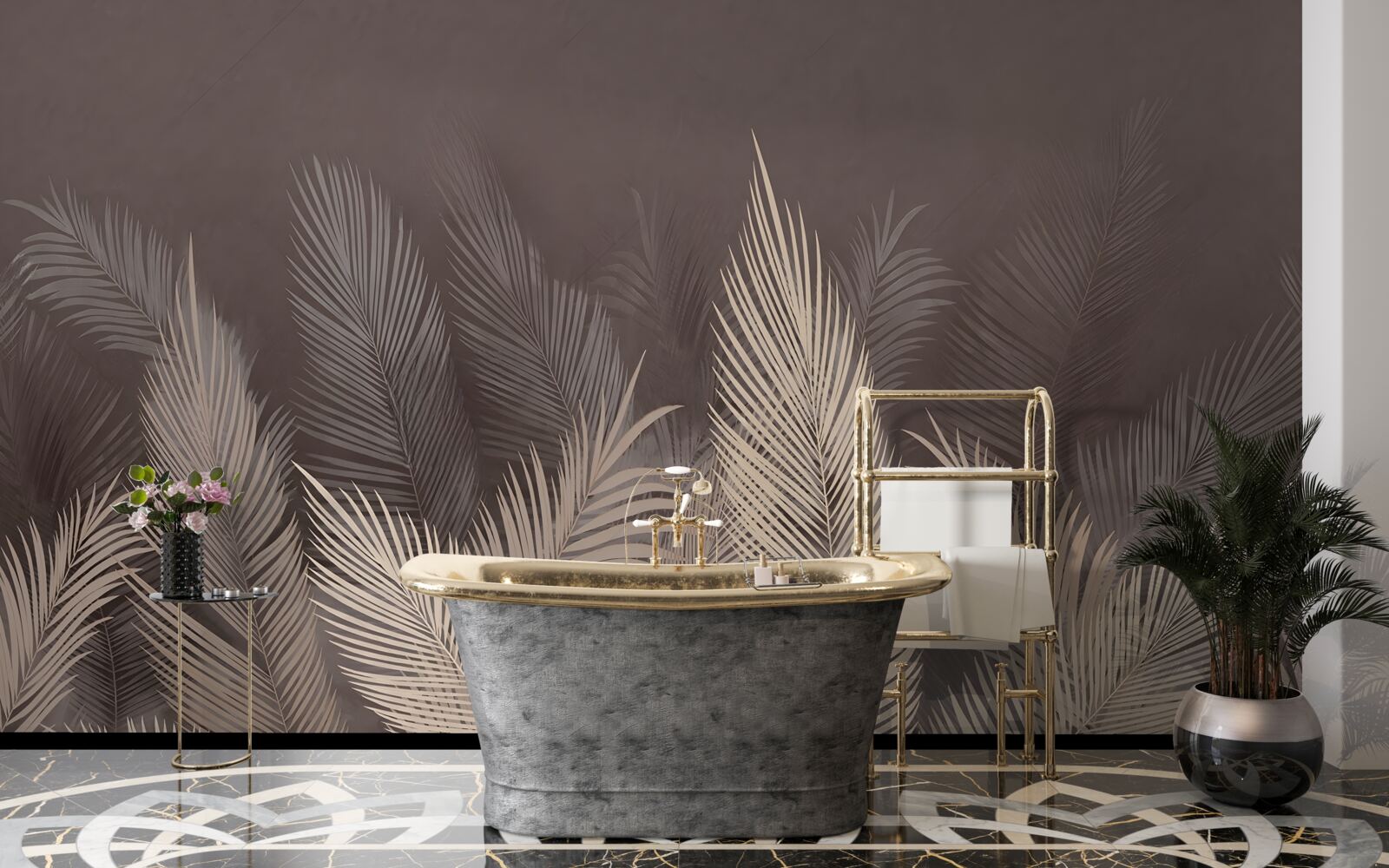 Фотошпалери пишна зелень папороті ввечері