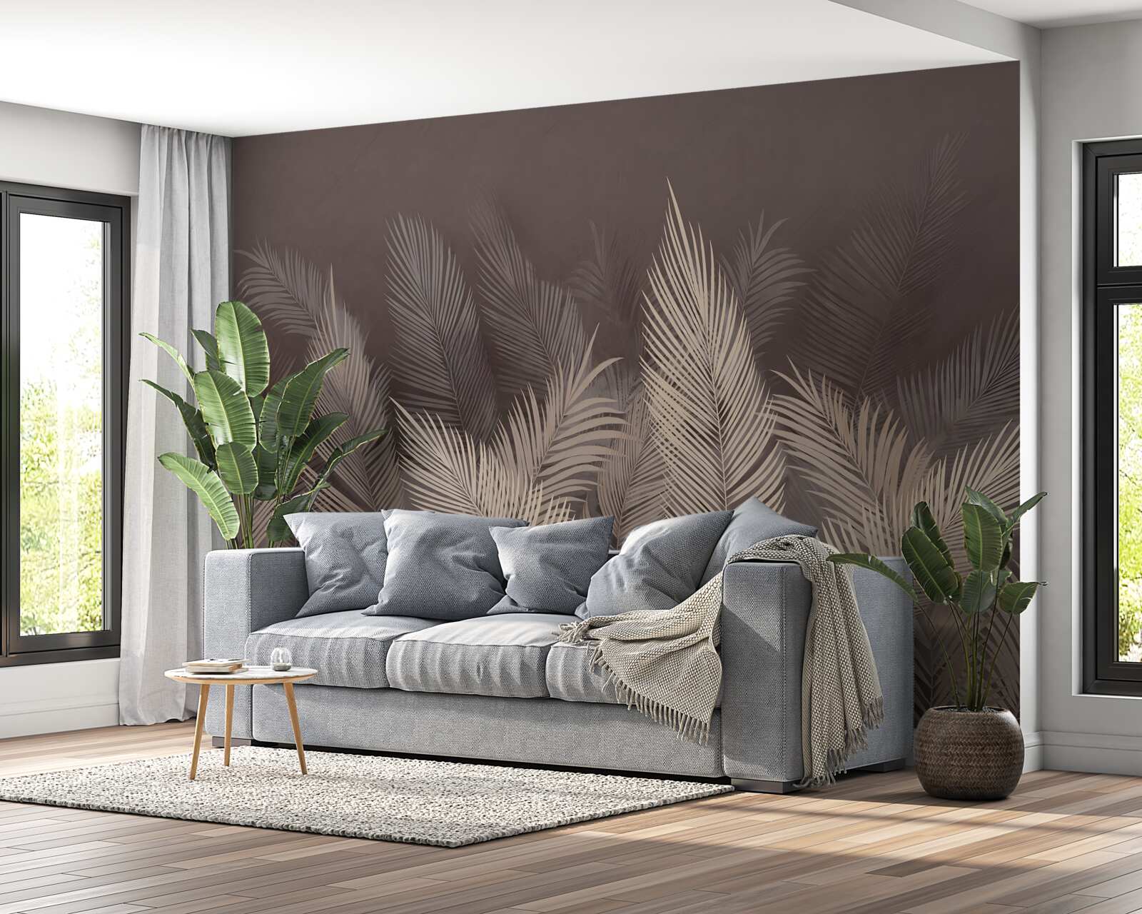 Фотошпалери пишна зелень папороті ввечері