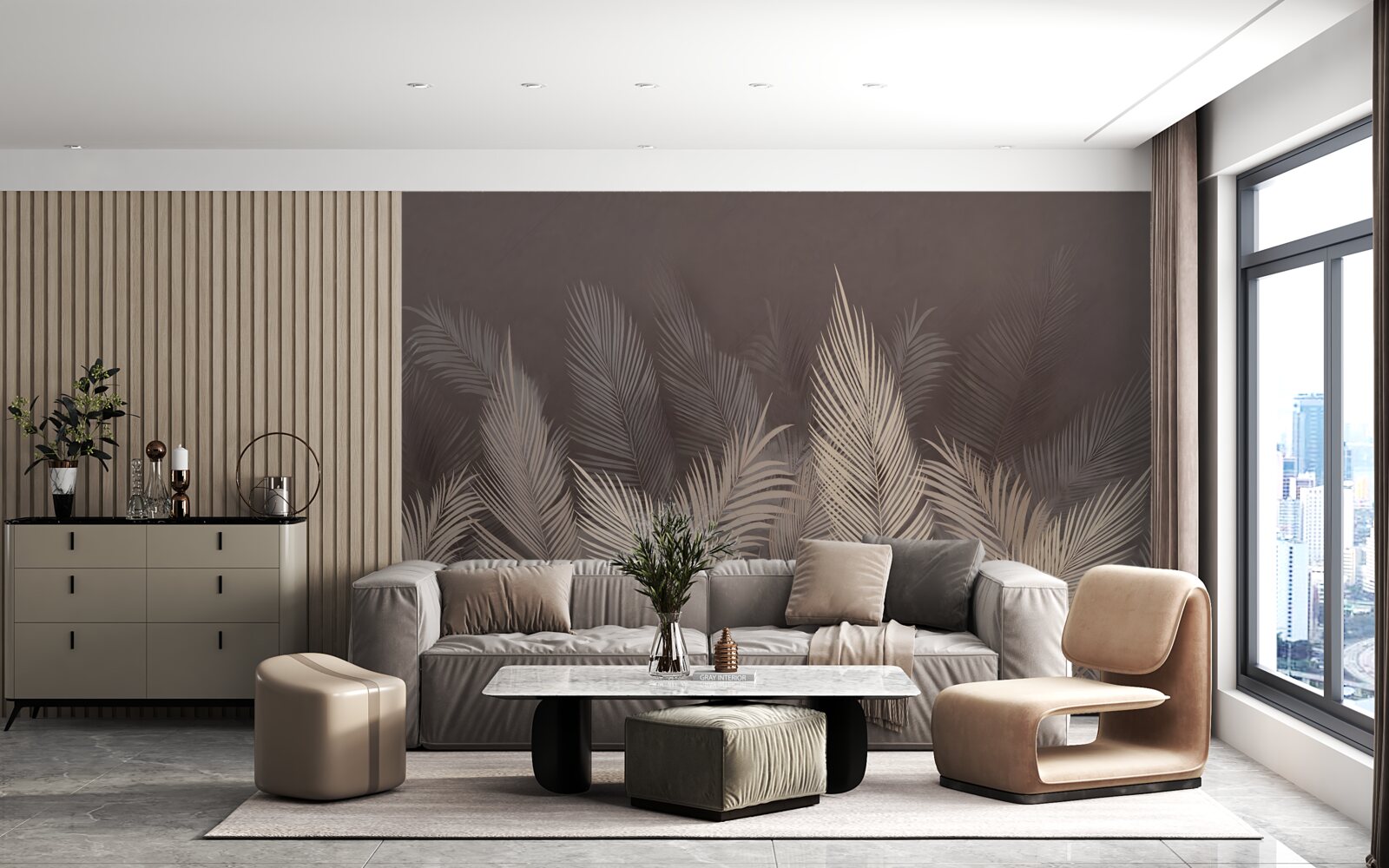 Фотошпалери пишна зелень папороті ввечері