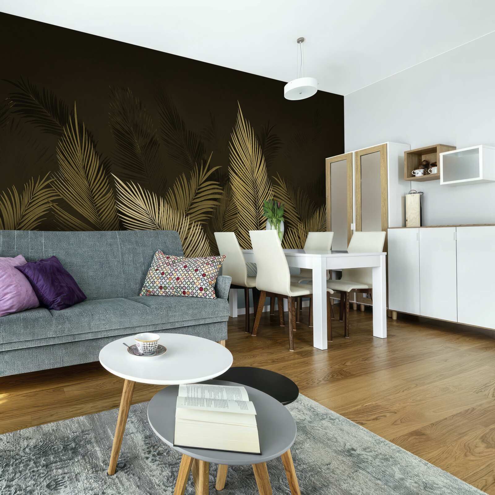 Фотошпалери листя папороті в нічному лісі