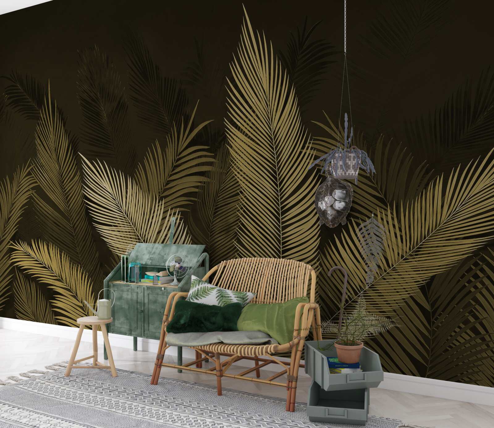 Фотошпалери листя папороті в нічному лісі