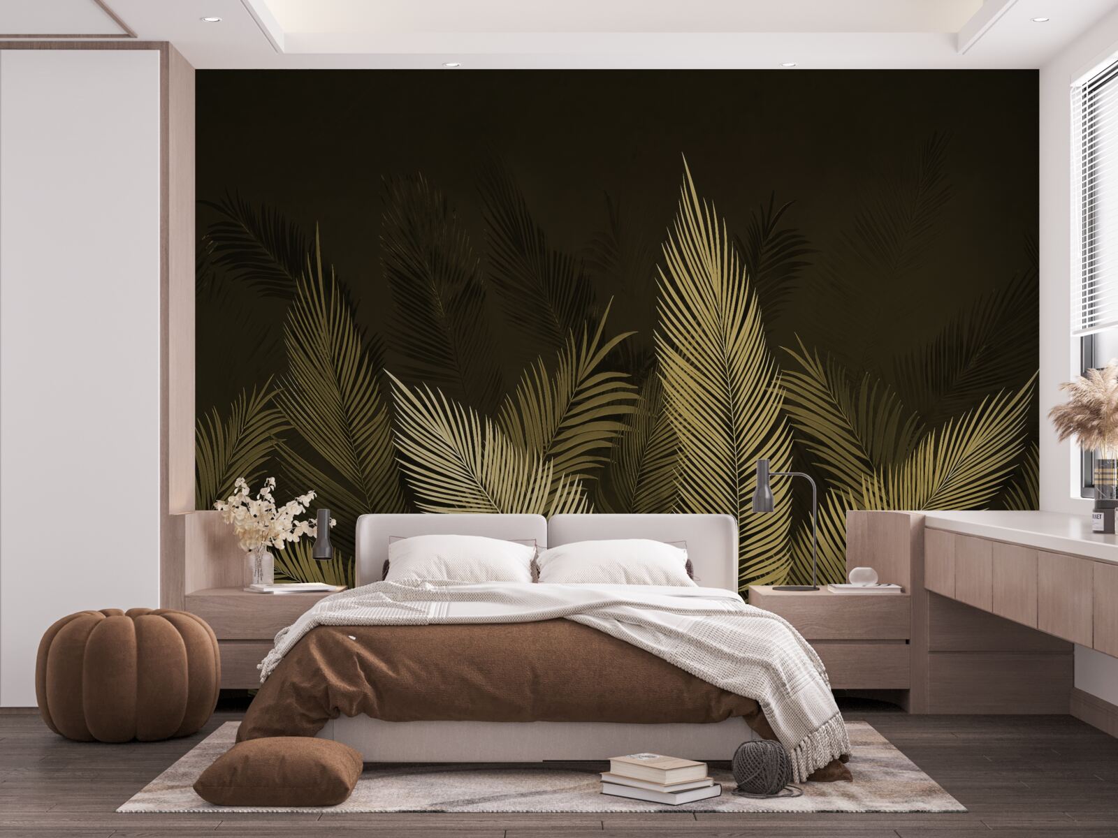 Фотошпалери листя папороті в нічному лісі