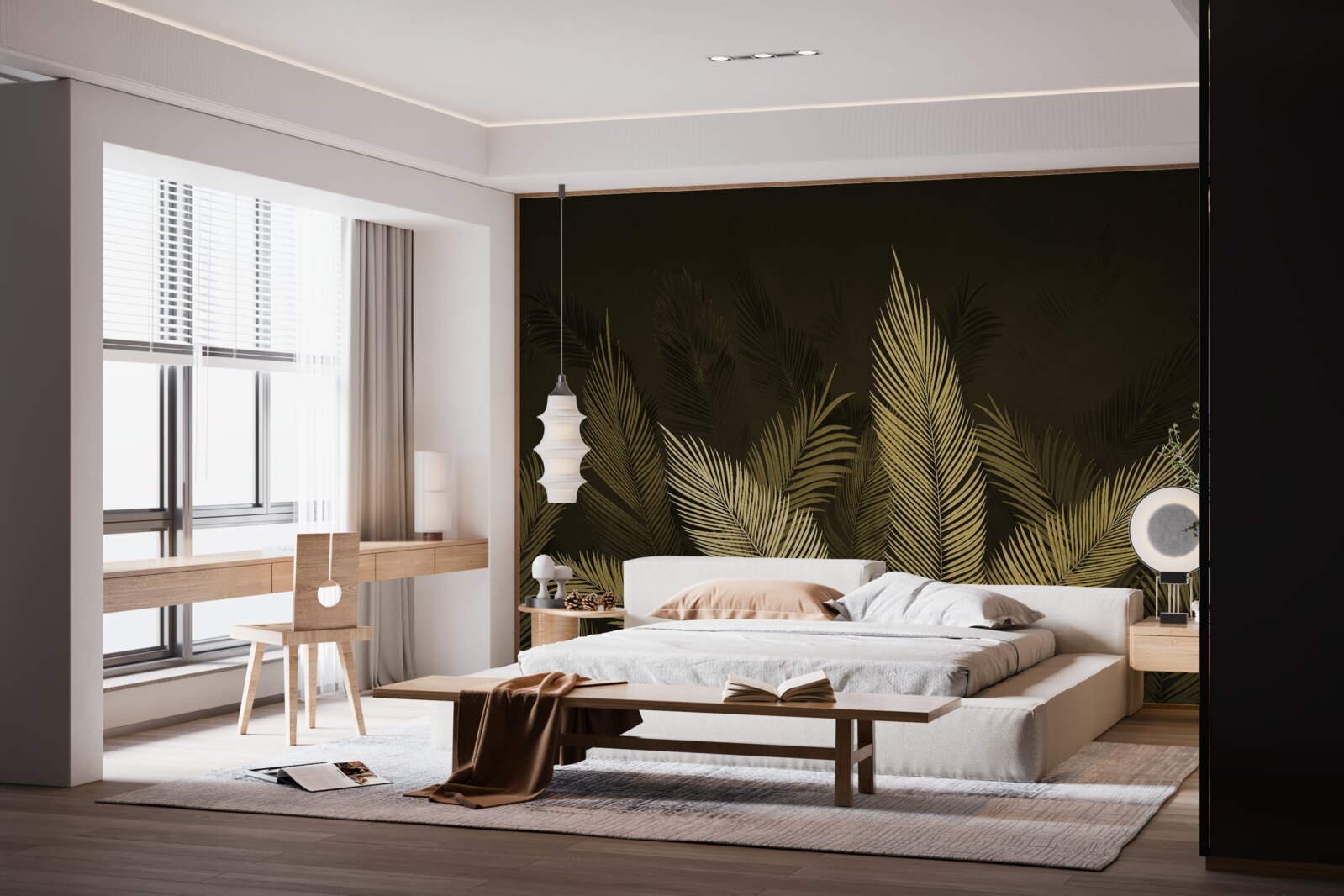 Фотошпалери листя папороті в нічному лісі