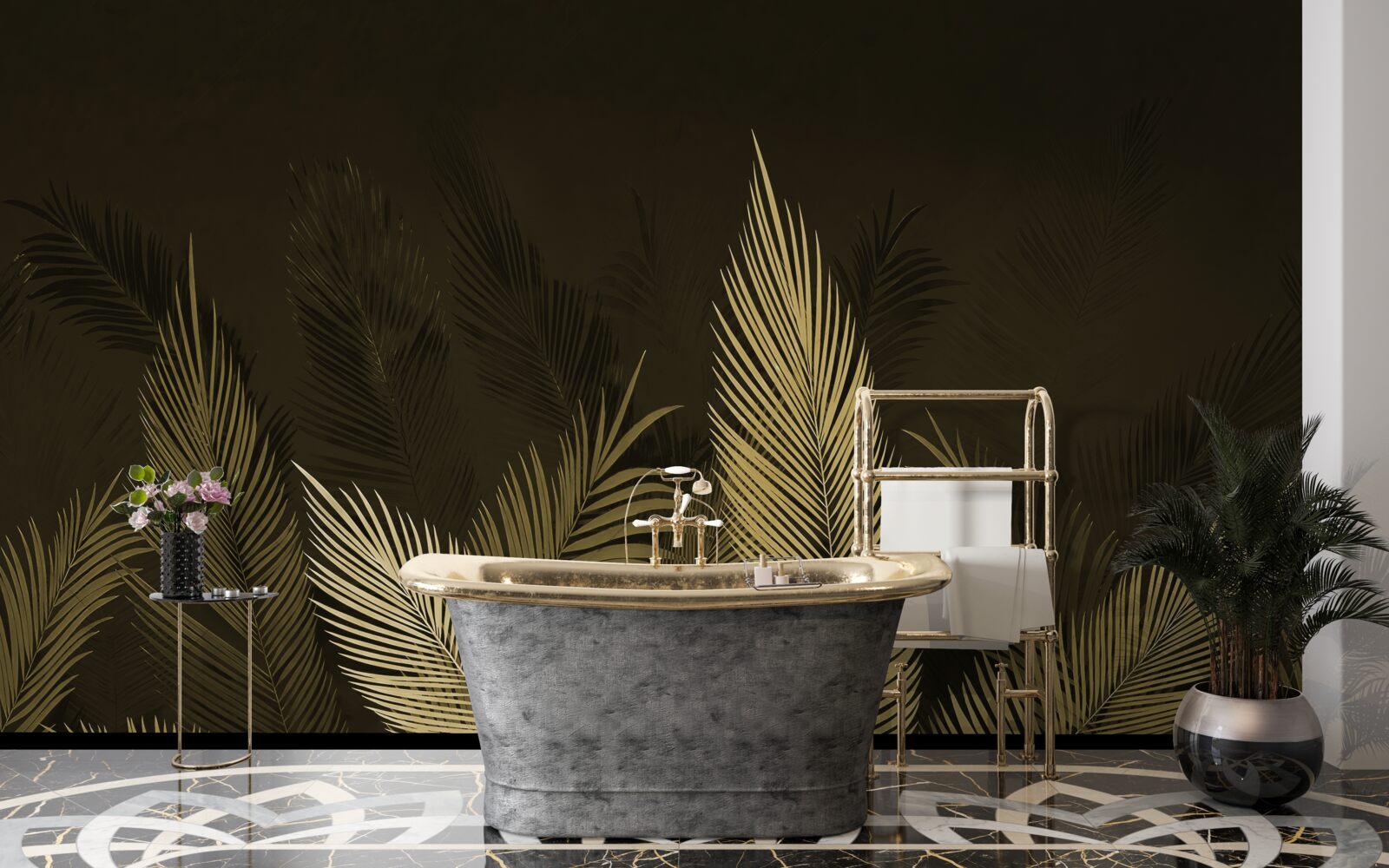 Фотошпалери листя папороті в нічному лісі