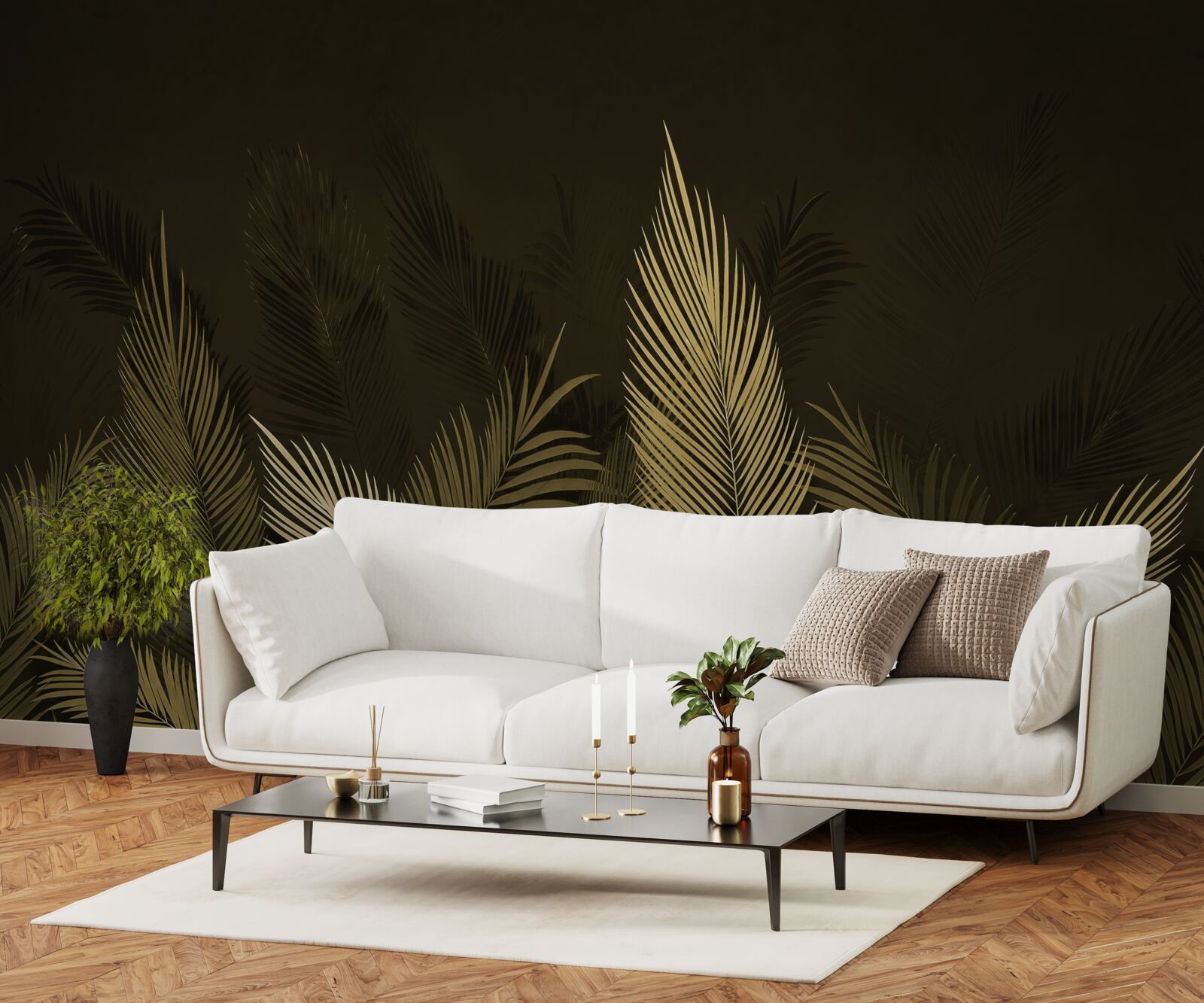 Фотошпалери листя папороті в нічному лісі