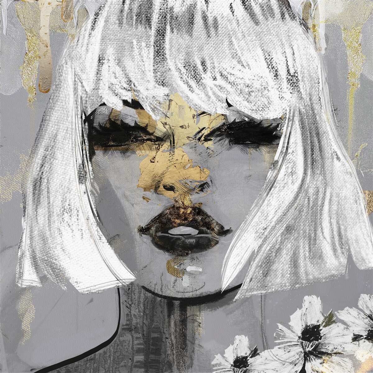 Фотошпалери зображення дівчини з білим волоссям в абстрактному стилі