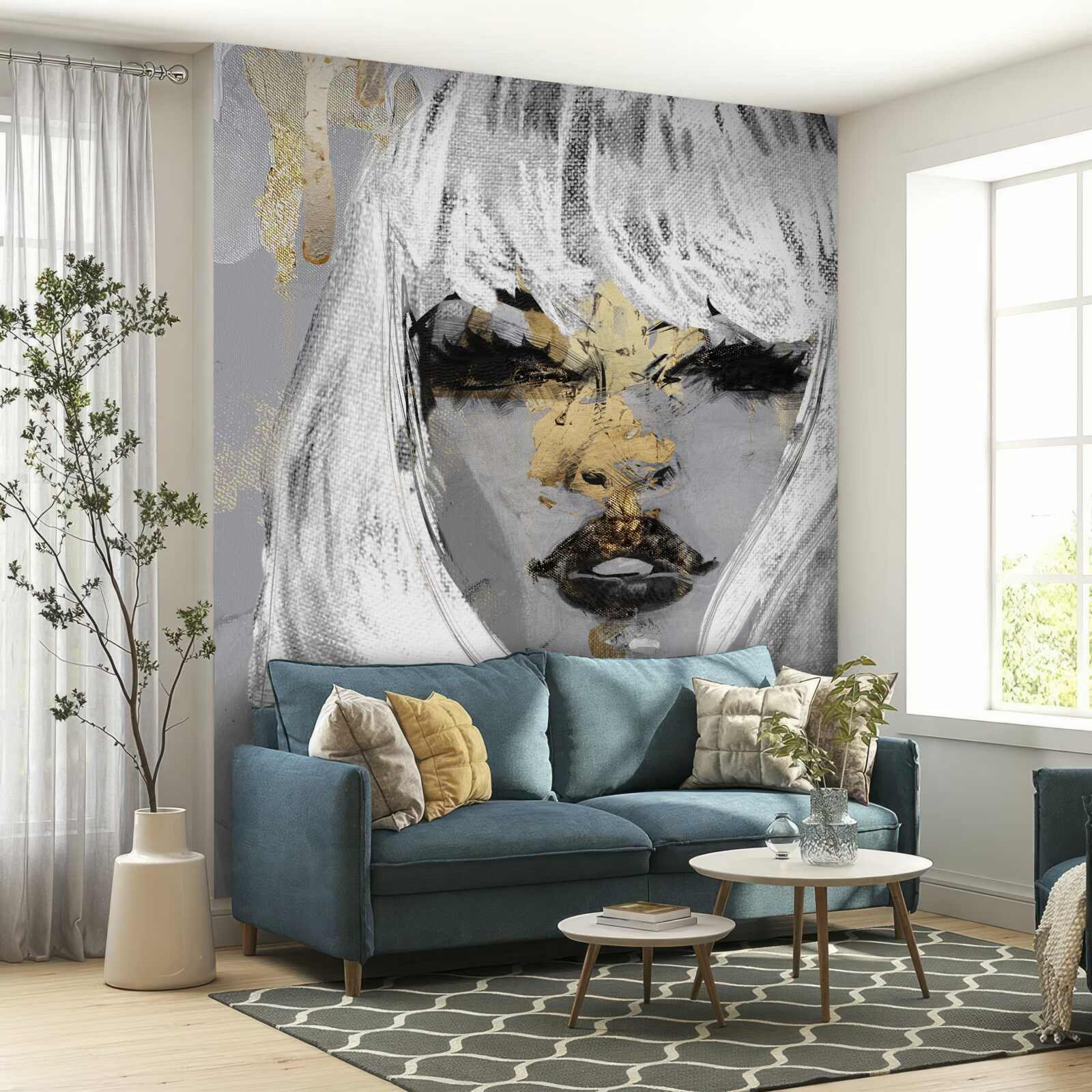 Фотошпалери зображення дівчини з білим волоссям в абстрактному стилі