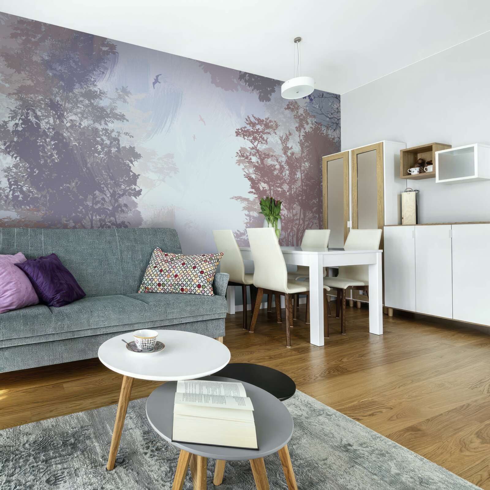 Фотошпалери ранок у лісі восени