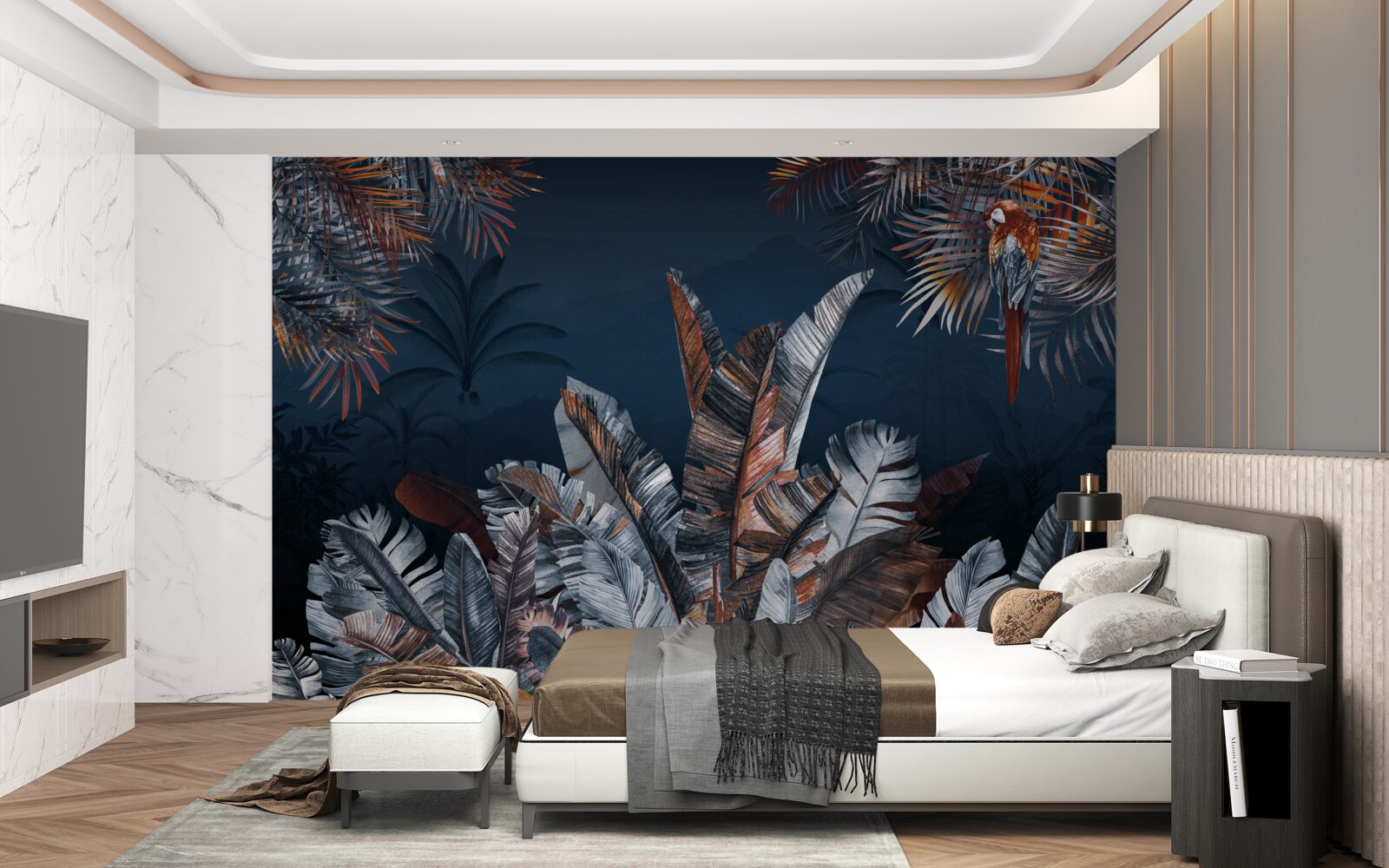 Фотошпалери нічні джунглі та папороть