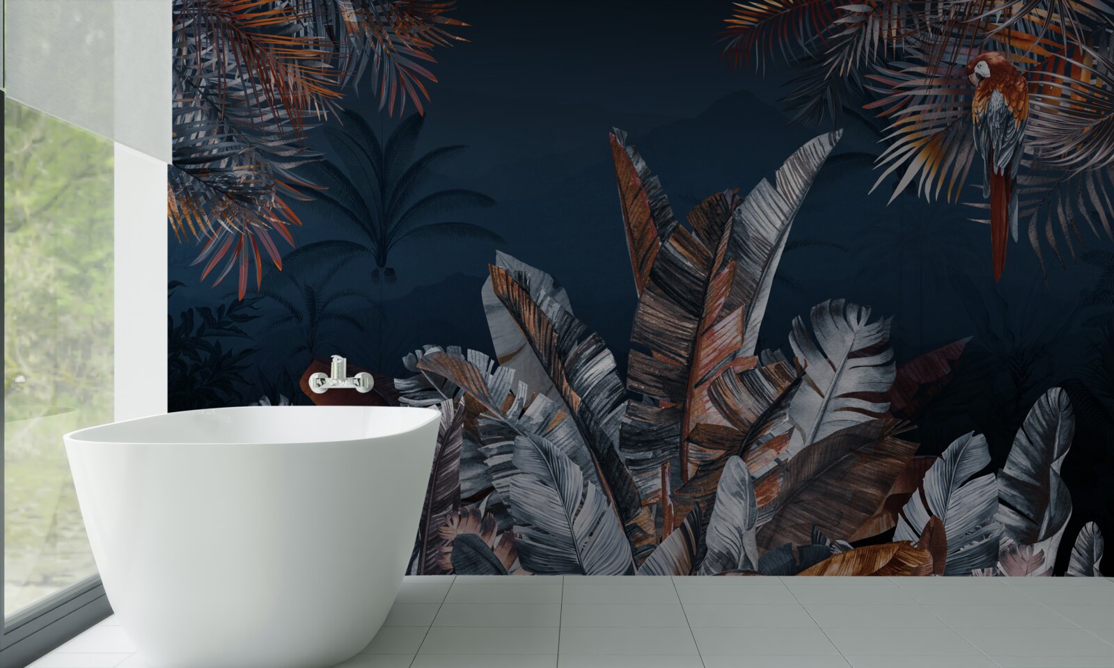 Фотошпалери нічні джунглі та папороть