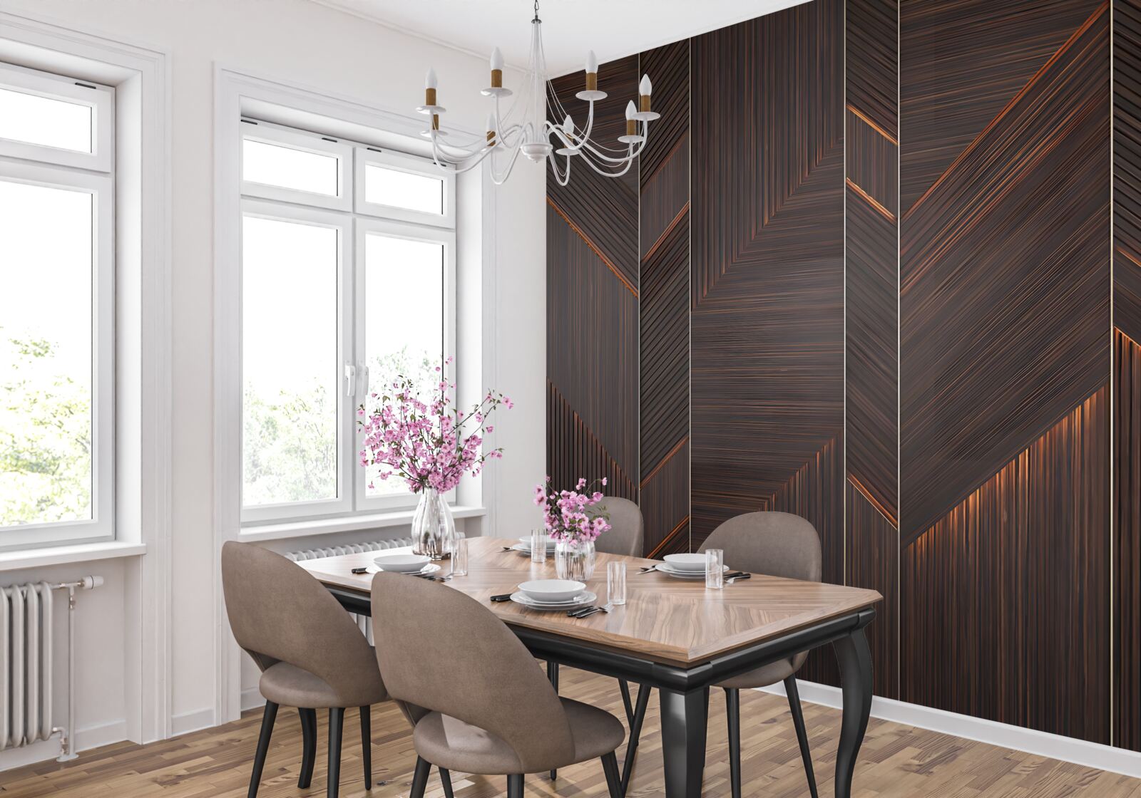 Фотошпалери полірована темна паркетна дошка