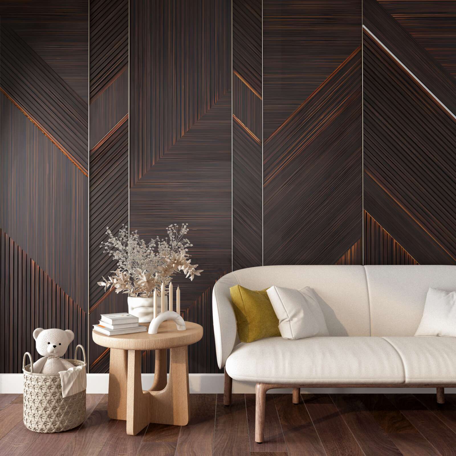 Фотошпалери полірована темна паркетна дошка