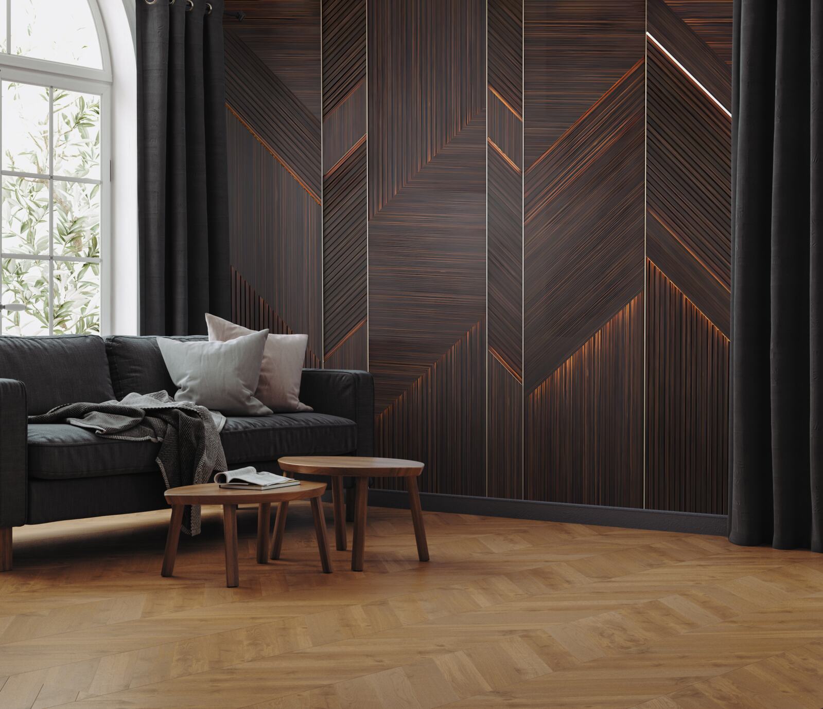 Фотошпалери полірована темна паркетна дошка