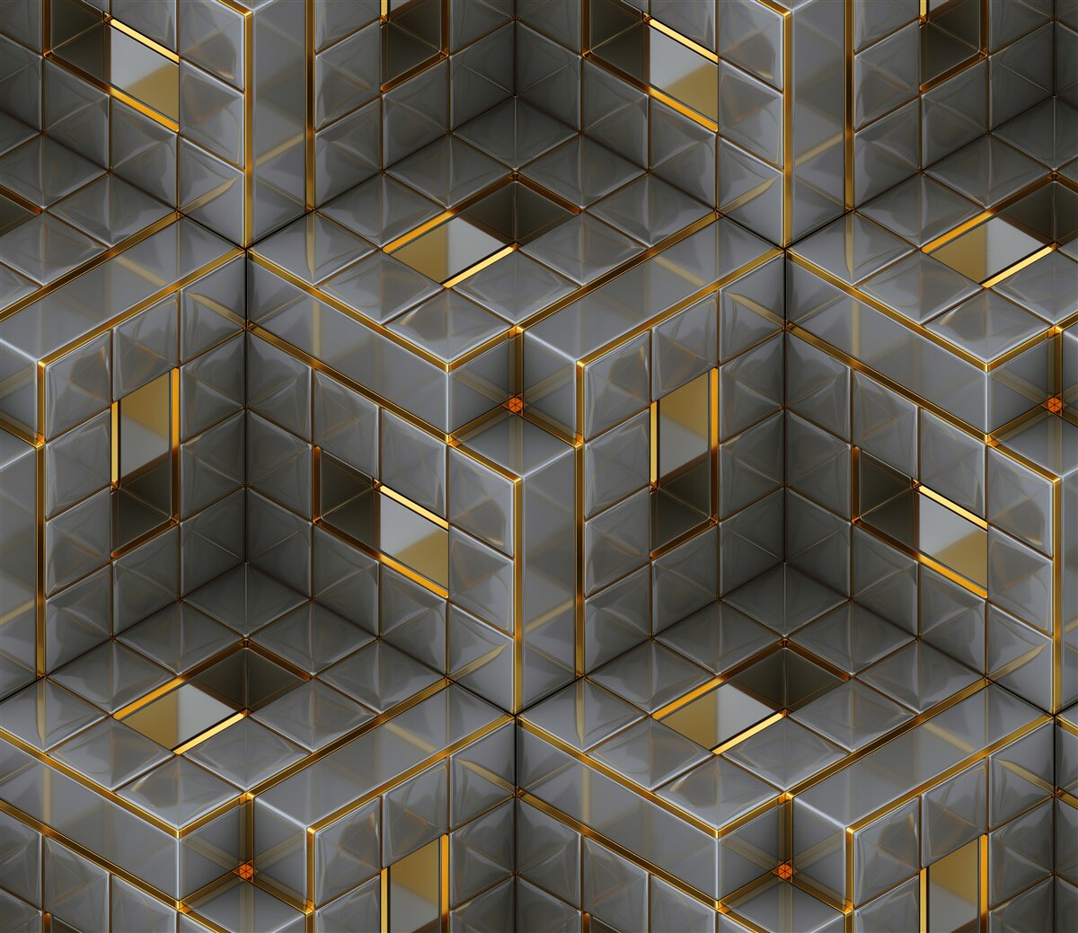 Фотошпалери 3d куби з золотими елементами