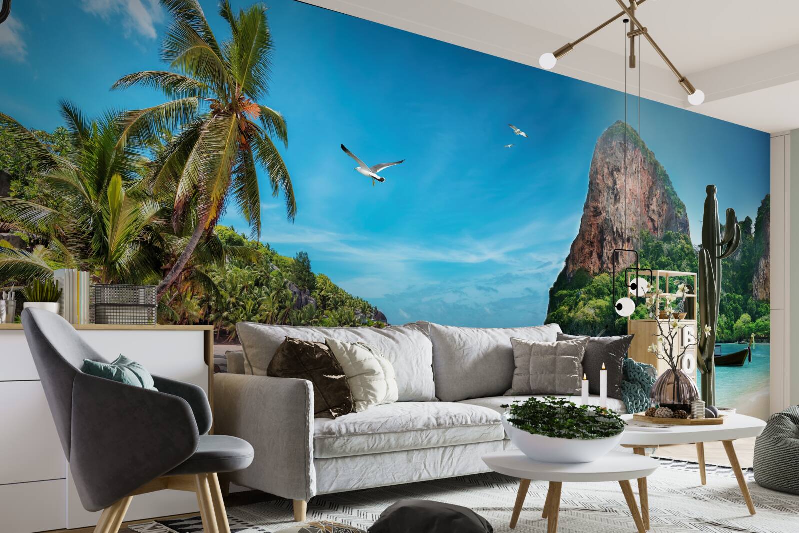 Фотошпалери пейзаж з горами в тропіках