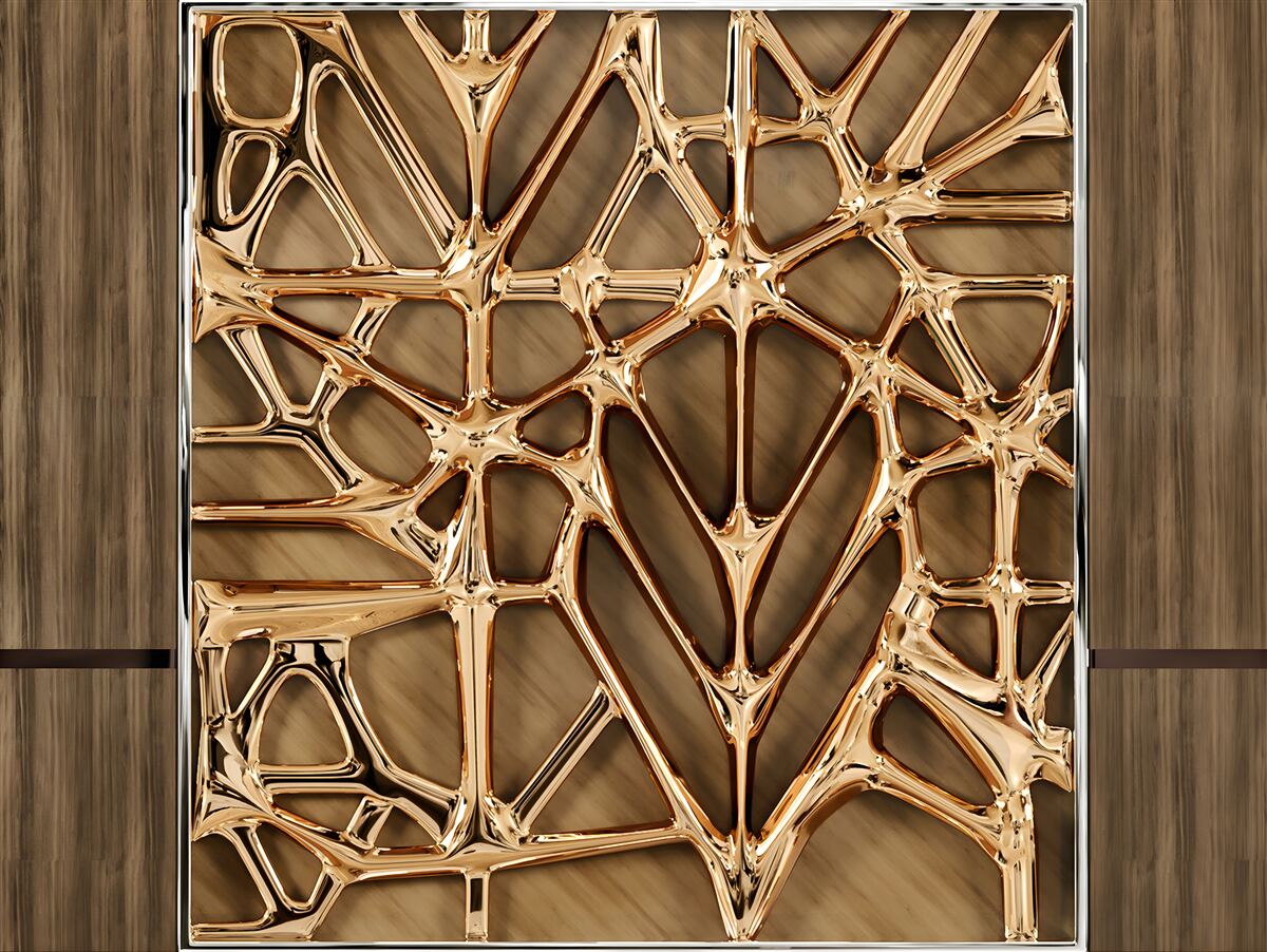 Фотошпалери абстрактні золоті лінії на дерев'яній поверхні