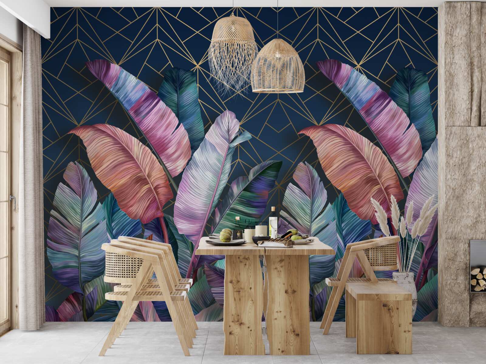 Фотошпалери вночі листя папороті яскраво світиться