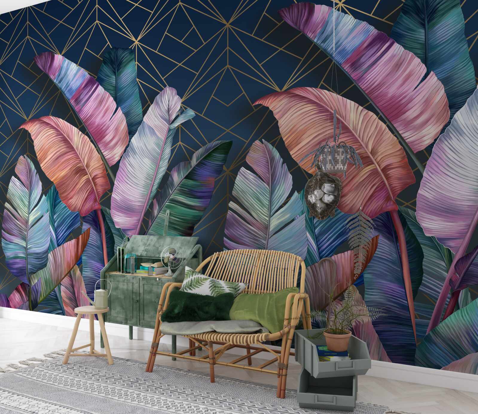 Фотошпалери вночі листя папороті яскраво світиться