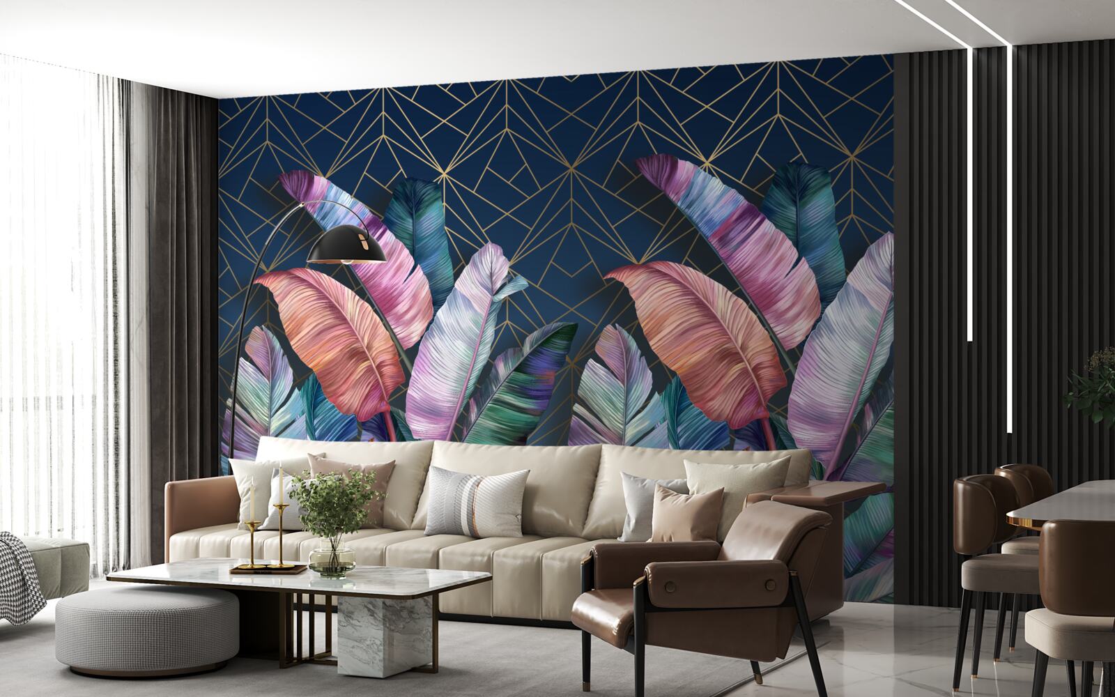 Фотошпалери вночі листя папороті яскраво світиться