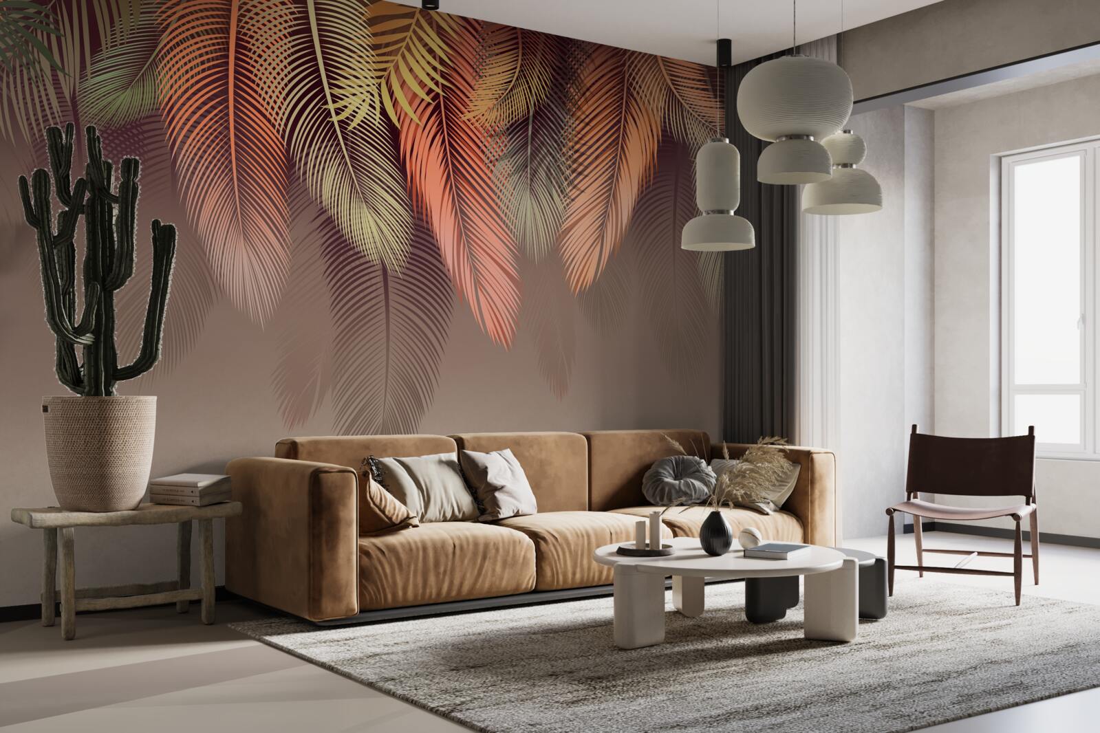 Фотошпалери листя папороті восени