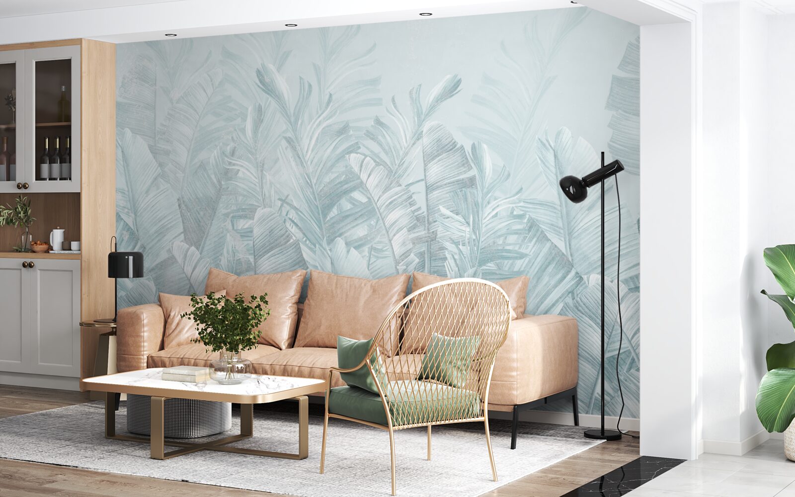 Фотошпалери сильний дощ зрошує рослини